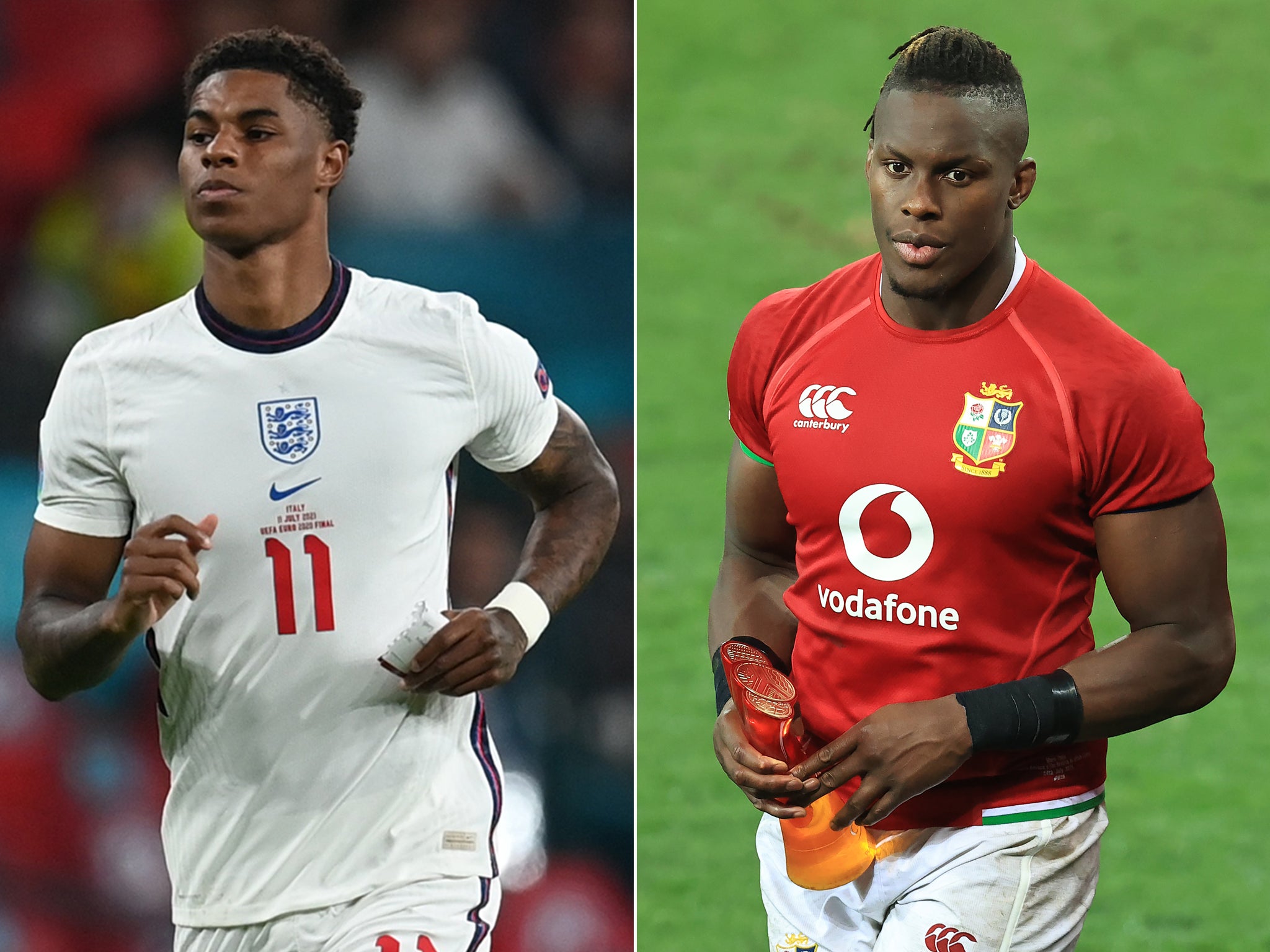 Marcus Rashford (left) and Maro Itoje