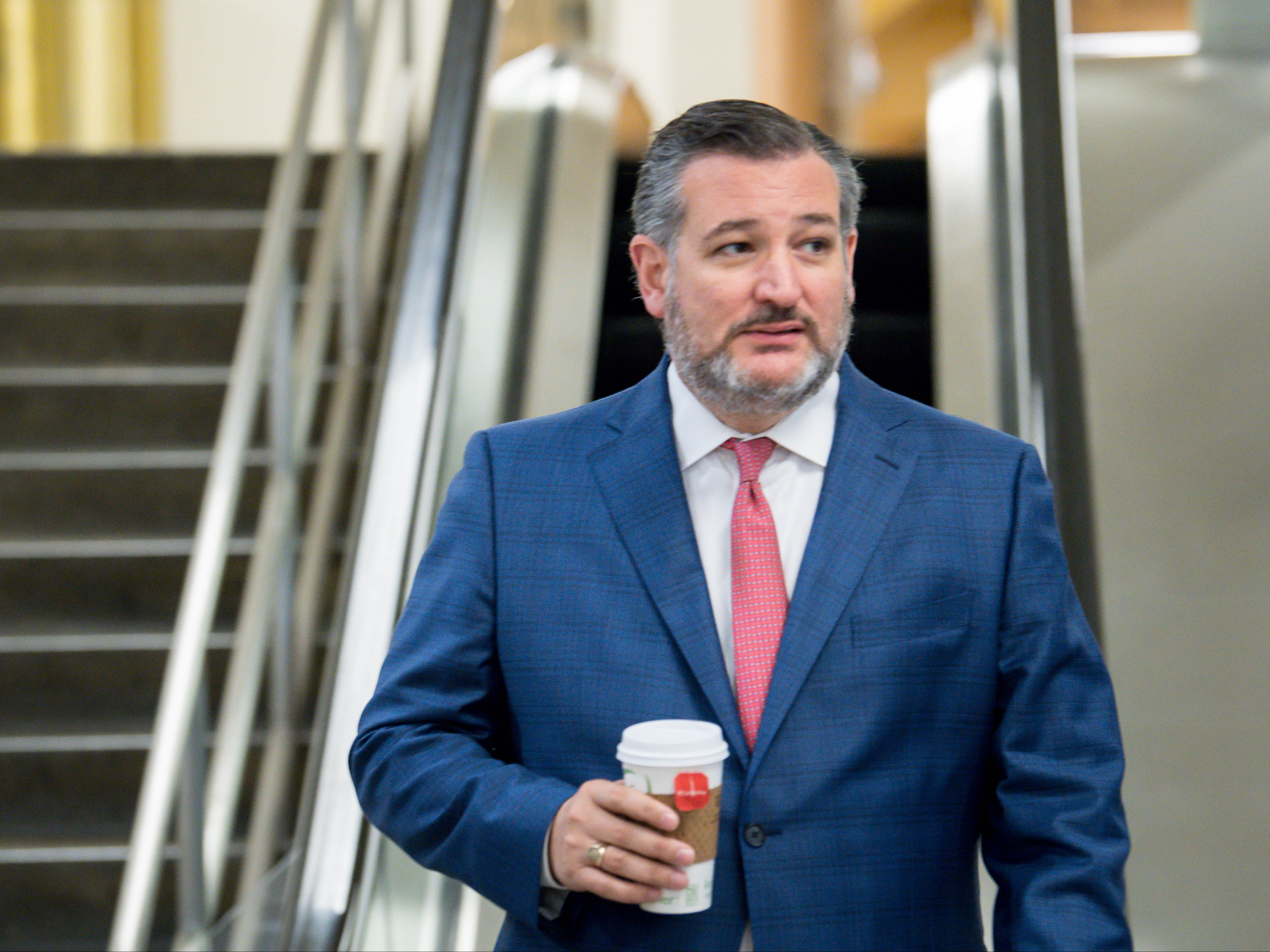 U.S. Sen. Ted Cruz (R-TX) leaves the Capitol on August 9, 2021 in Washington, DC. The Senate is considering the Infrastructure and Jobs Act and is expected to vote on the legislation tomorrow.