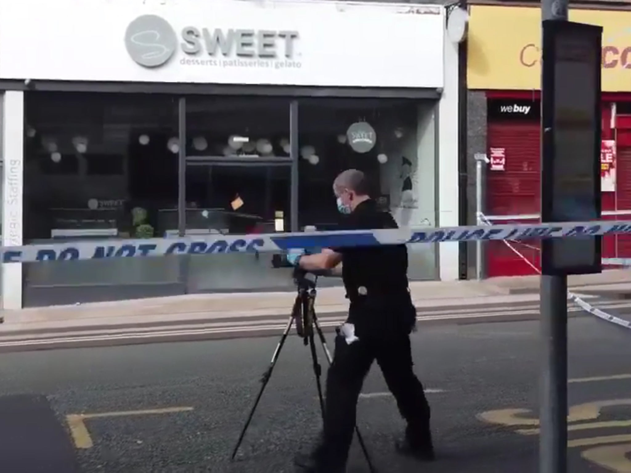 Police cordon on Stafford Street on Sunday morning