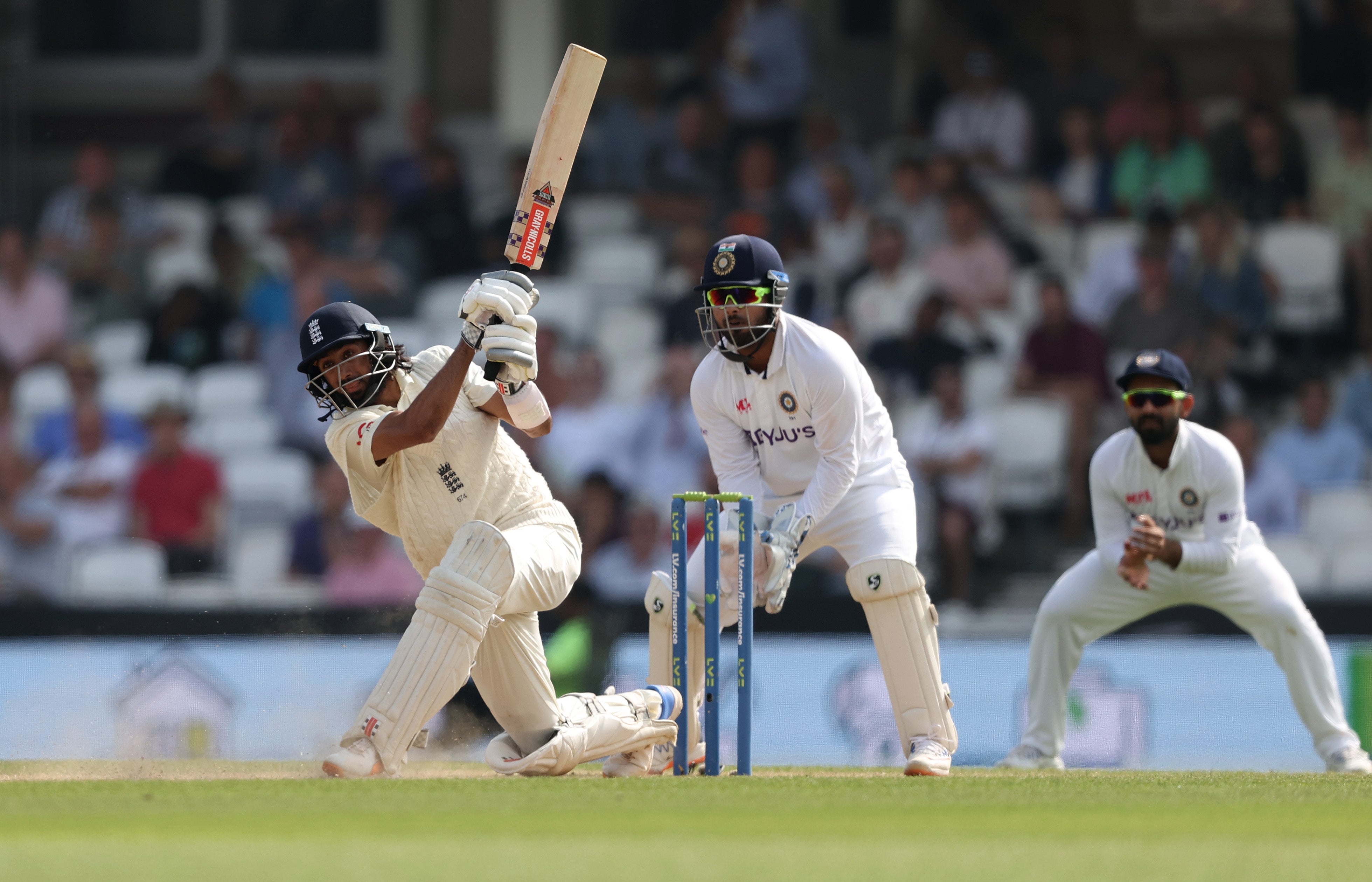 Hameed in action for England during the fourth Test against India