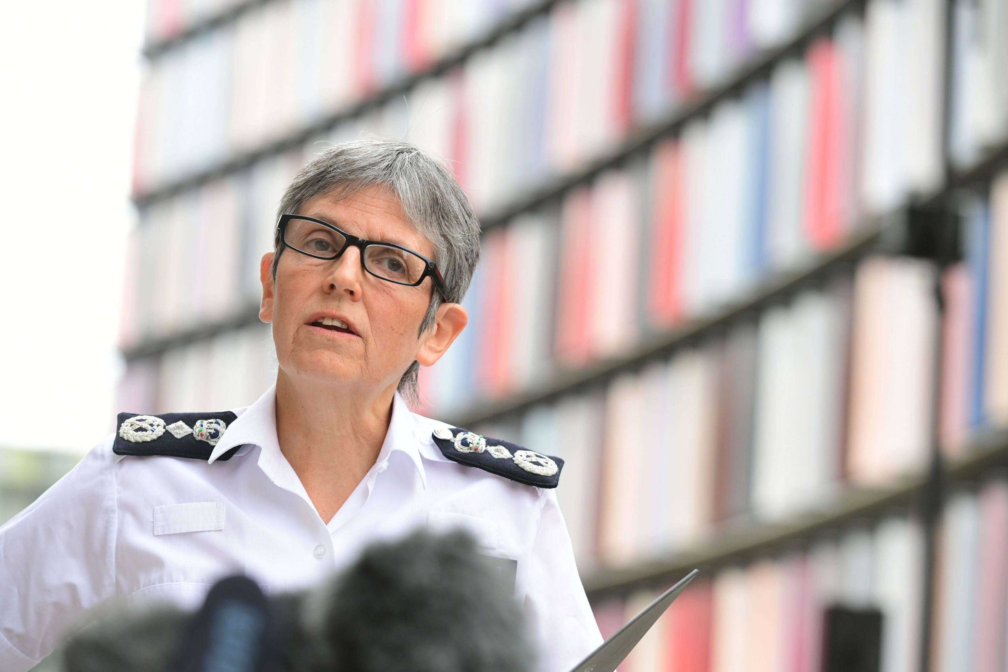 Metropolitan Police Commissioner Cressida Dick speaking outside the Old Bailey in July