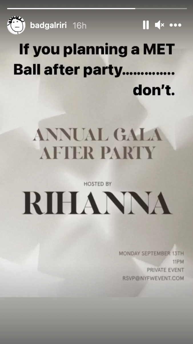 Rihanna announces she will be hosting Met Gala after-party