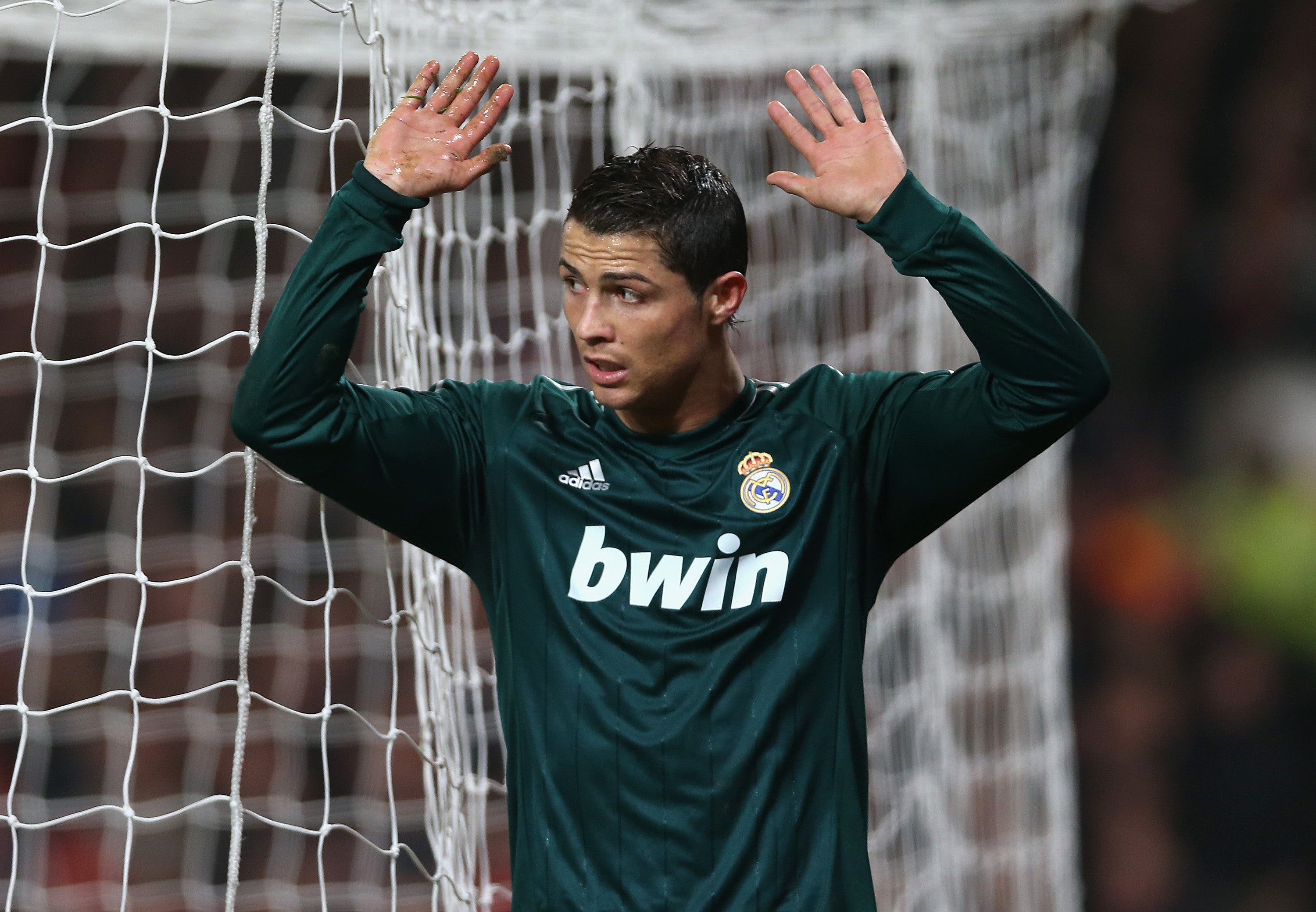 Ronaldo scoring for Real against Manchester United in 2013