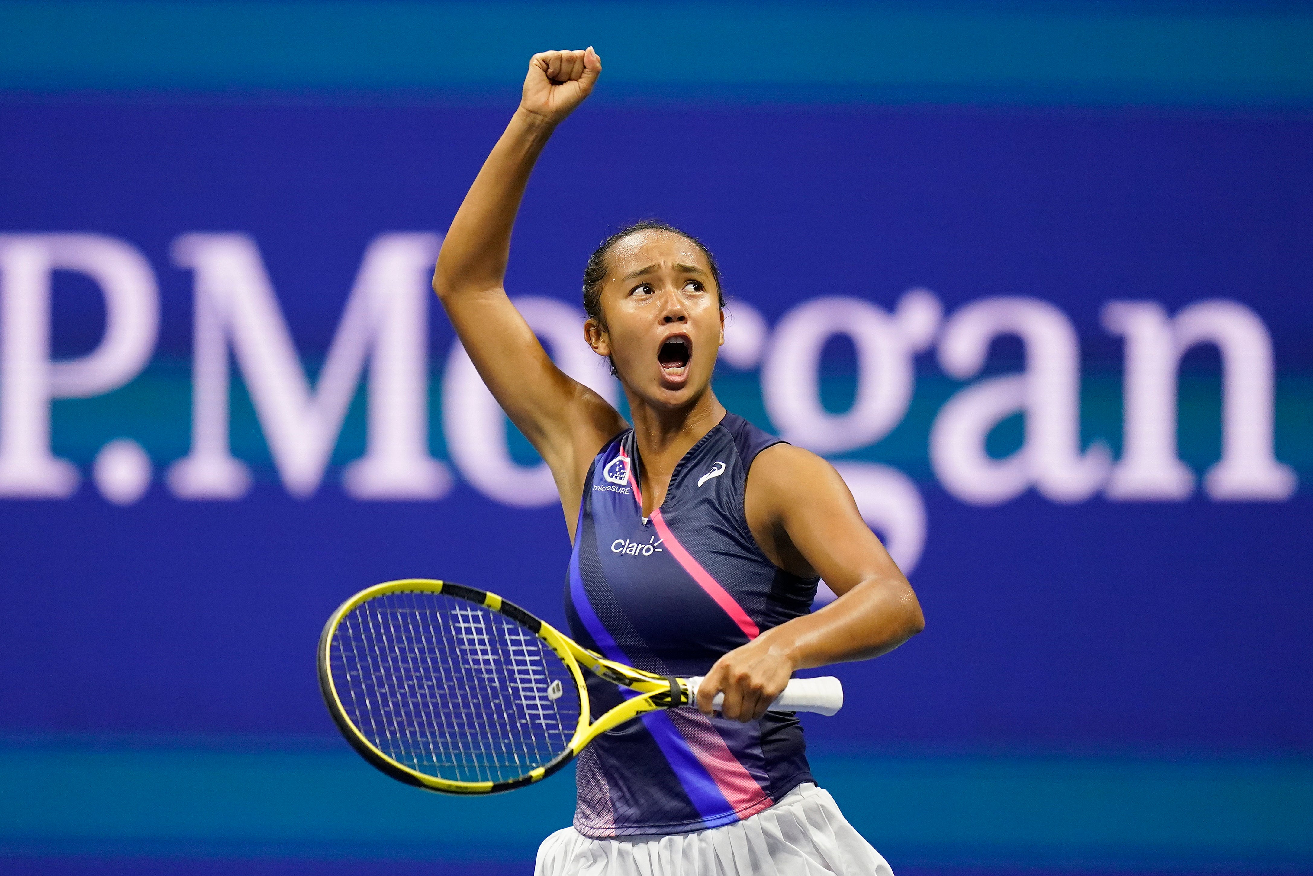 Leylah Fernandez is very expressive on court (Seth Wenig/AP)