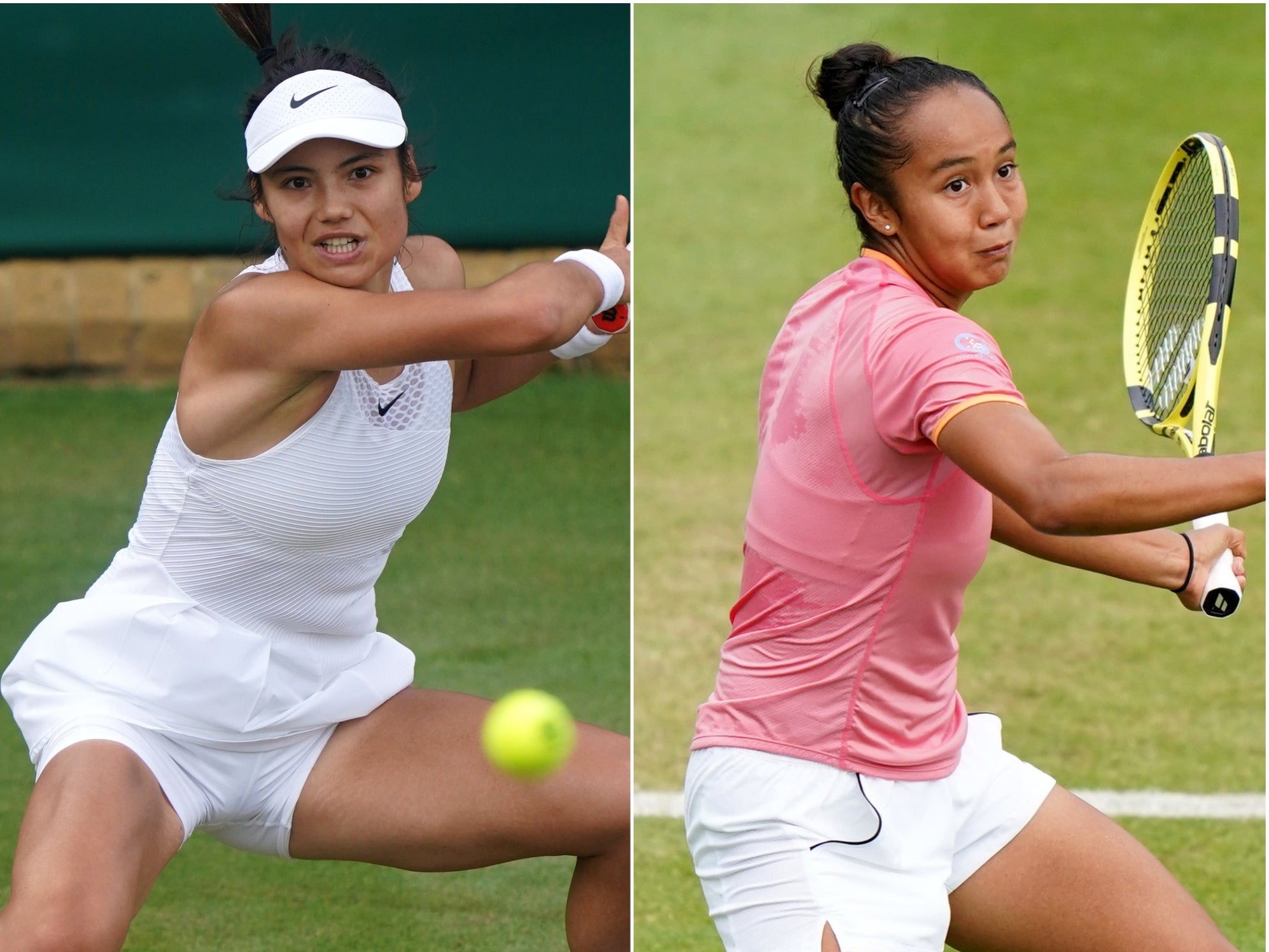 Emma Raducanu, left, will meet Canadian 19-year-old Leylah Fernandez in the final (Adam Davy/Tim Goode/PA)