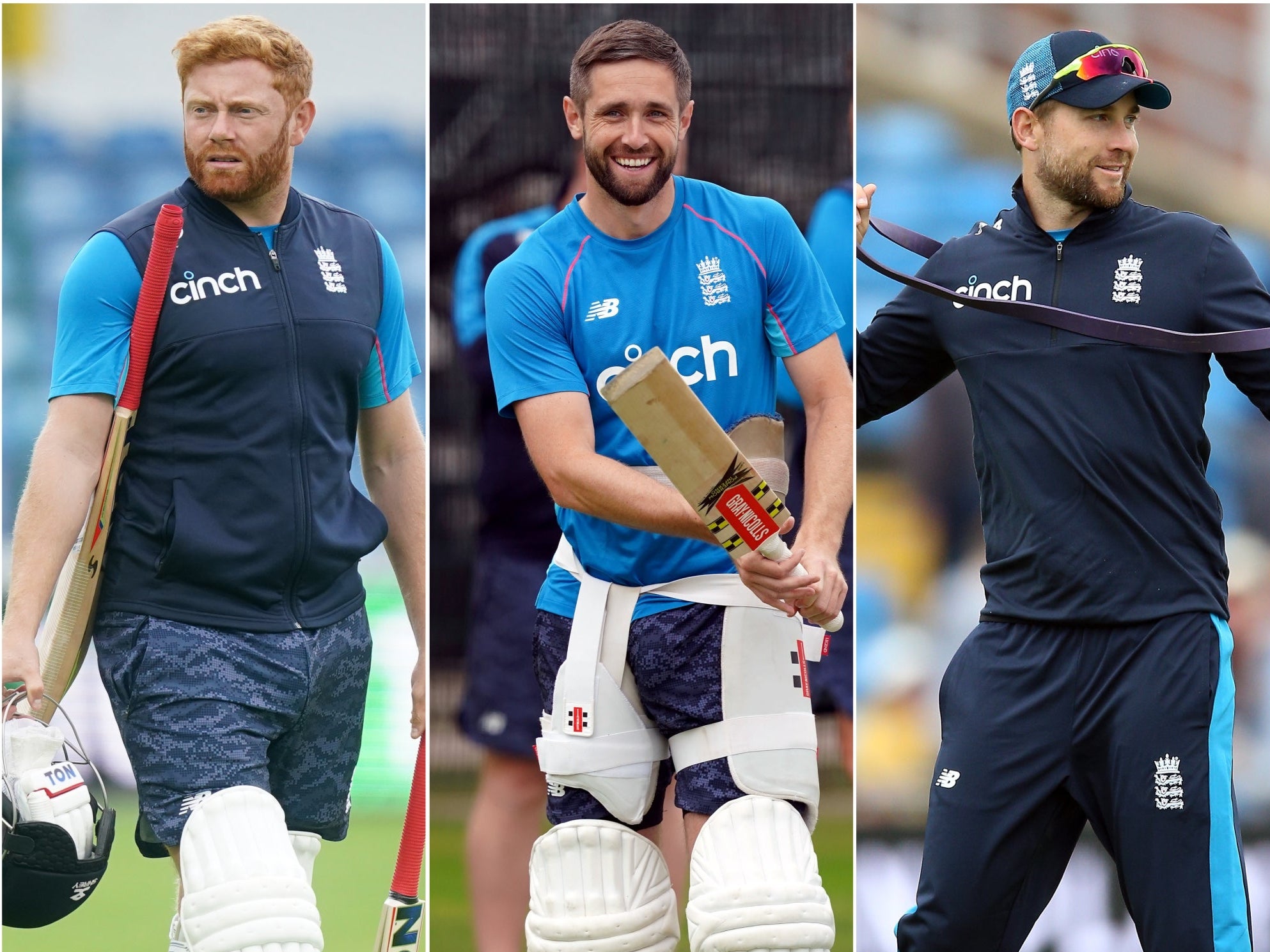 Jonny Bairstow, Chris Woakes and Dawid Malan (PA)