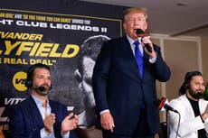 Trump says boxing results ‘could be rigged like elections’ during bizarre turn as sports commentator
