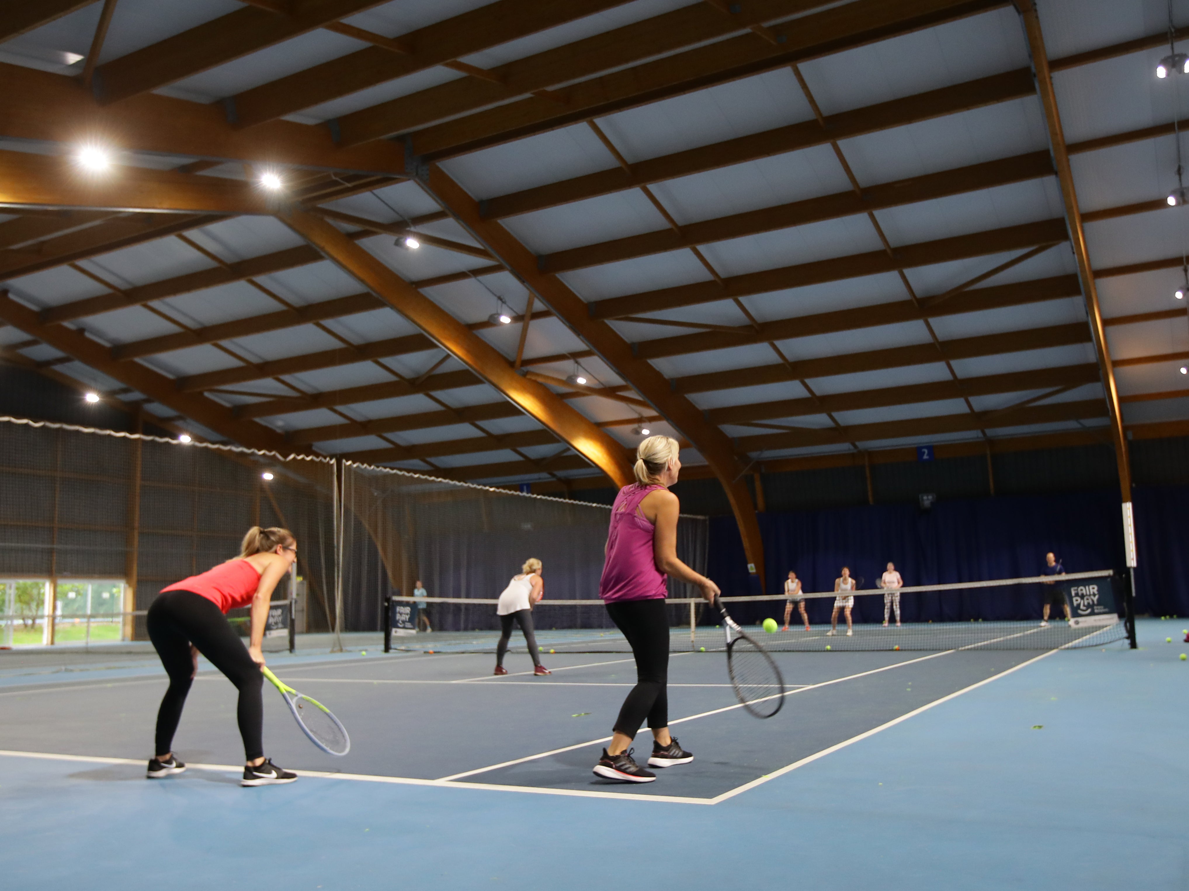 People play tennis at Bromley Tennis Centre in Orpington this week