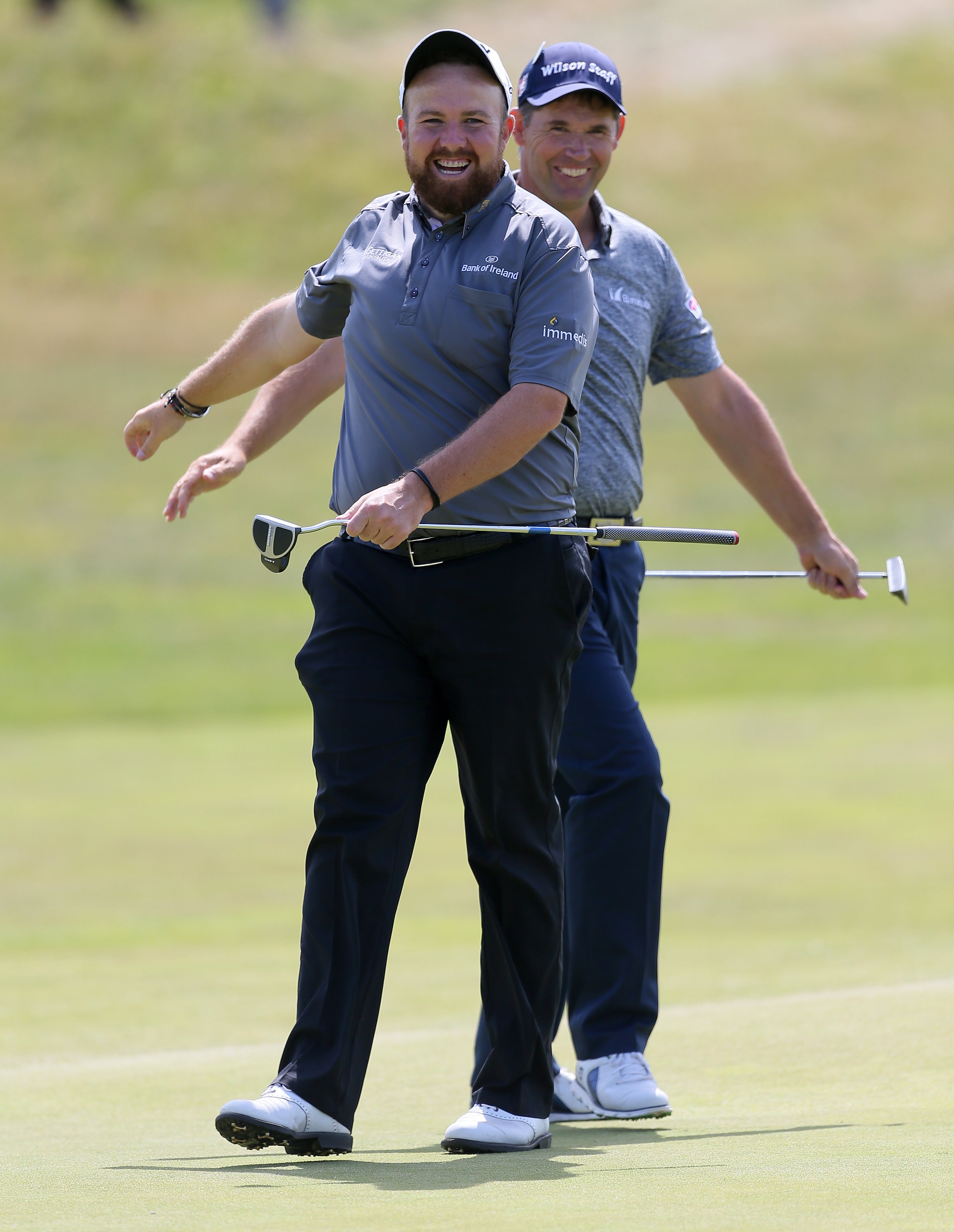 Padraig Harrington and Shane Lowry (left) during practice day three of The Open Championship 2017 at Royal Birkdale (Richard Sellers/PA)