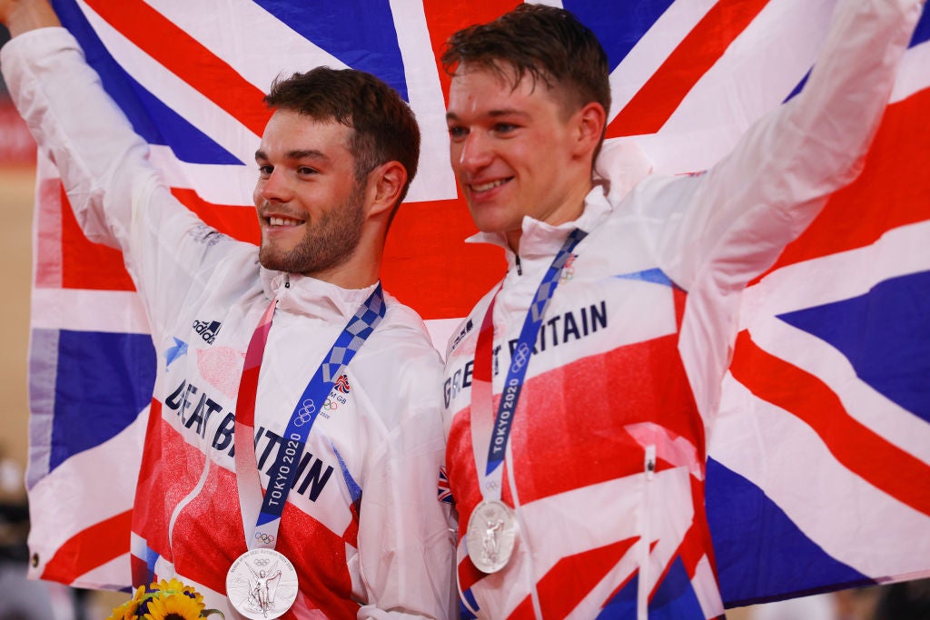 Walls (left) and Hayter (right) claimed silver in the madison at the Tokyo Olympic Games