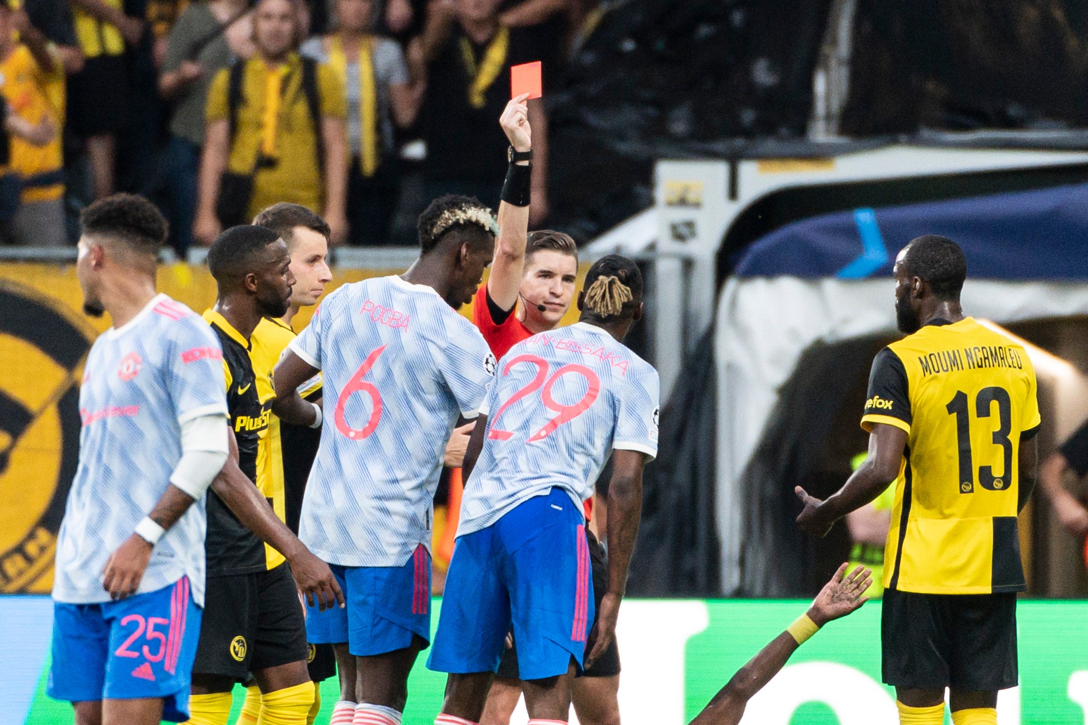 Aaron Wan-Bissaka was sent off for United (Alessandro Della Valle/AP)