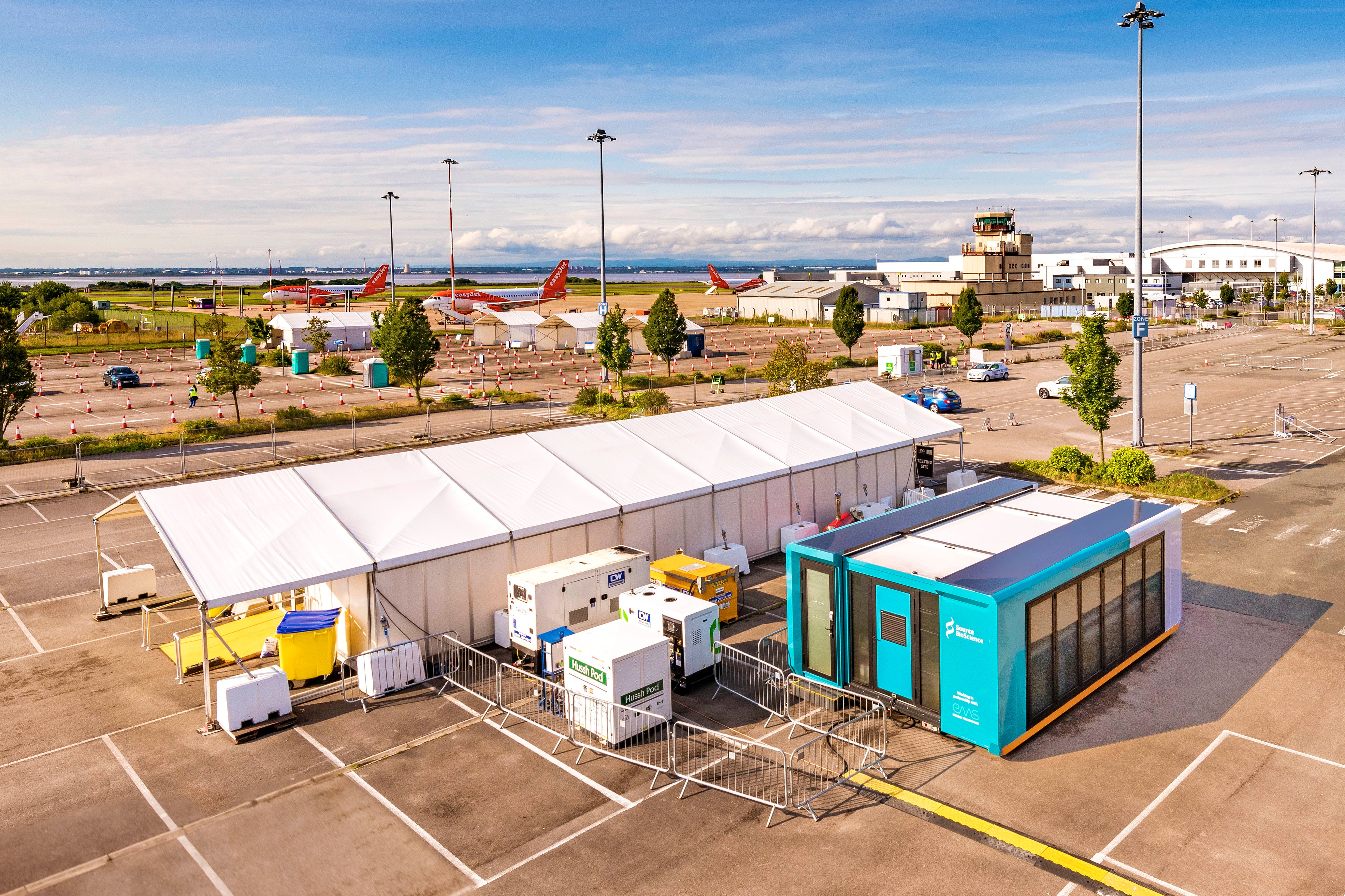 An aerial shot of the new testing facility at Liverpool’s John Lennon Airport