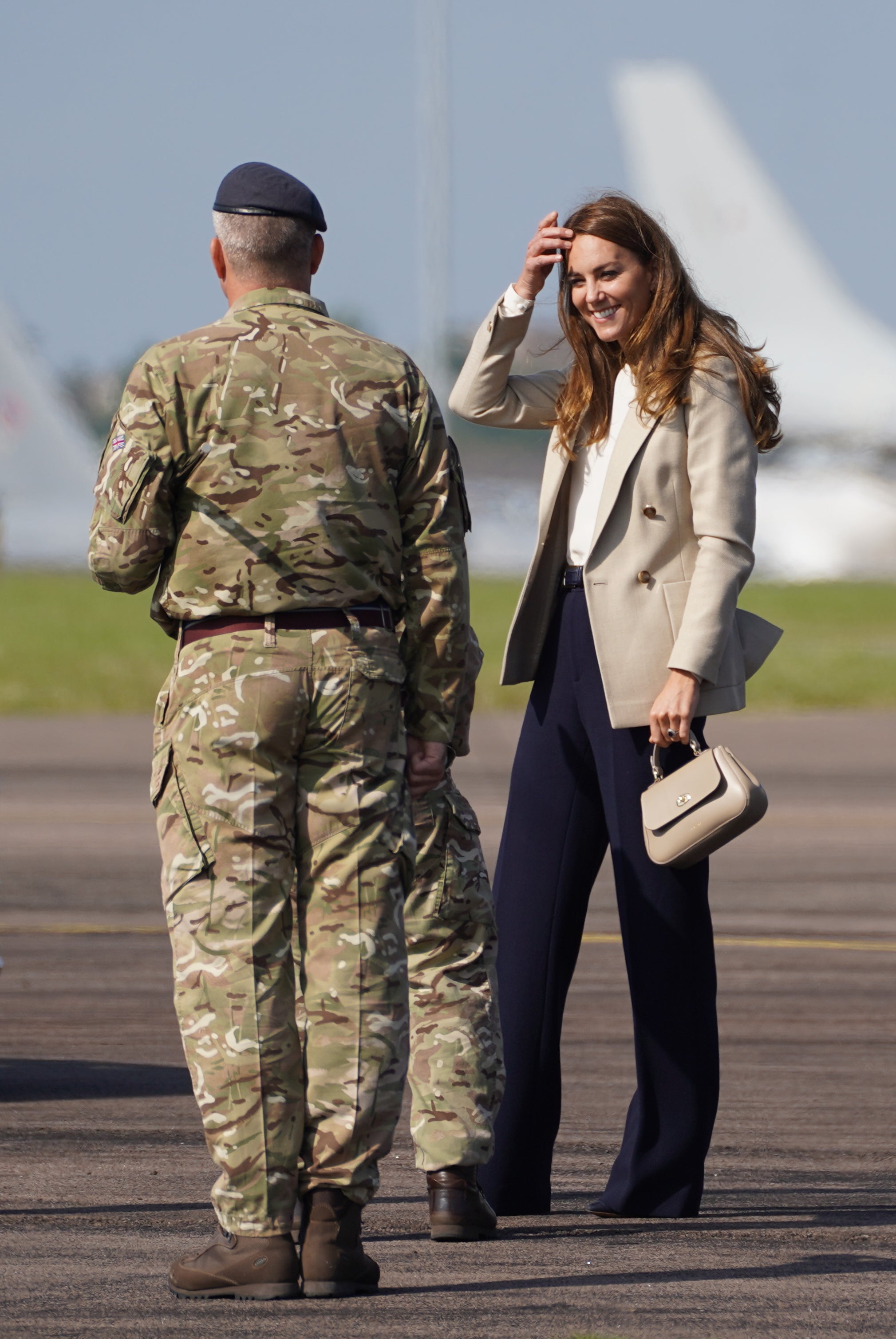 The Duchess of Cambridge arrives for a visit to RAF Brize Norton (Steve Parsons/PA)