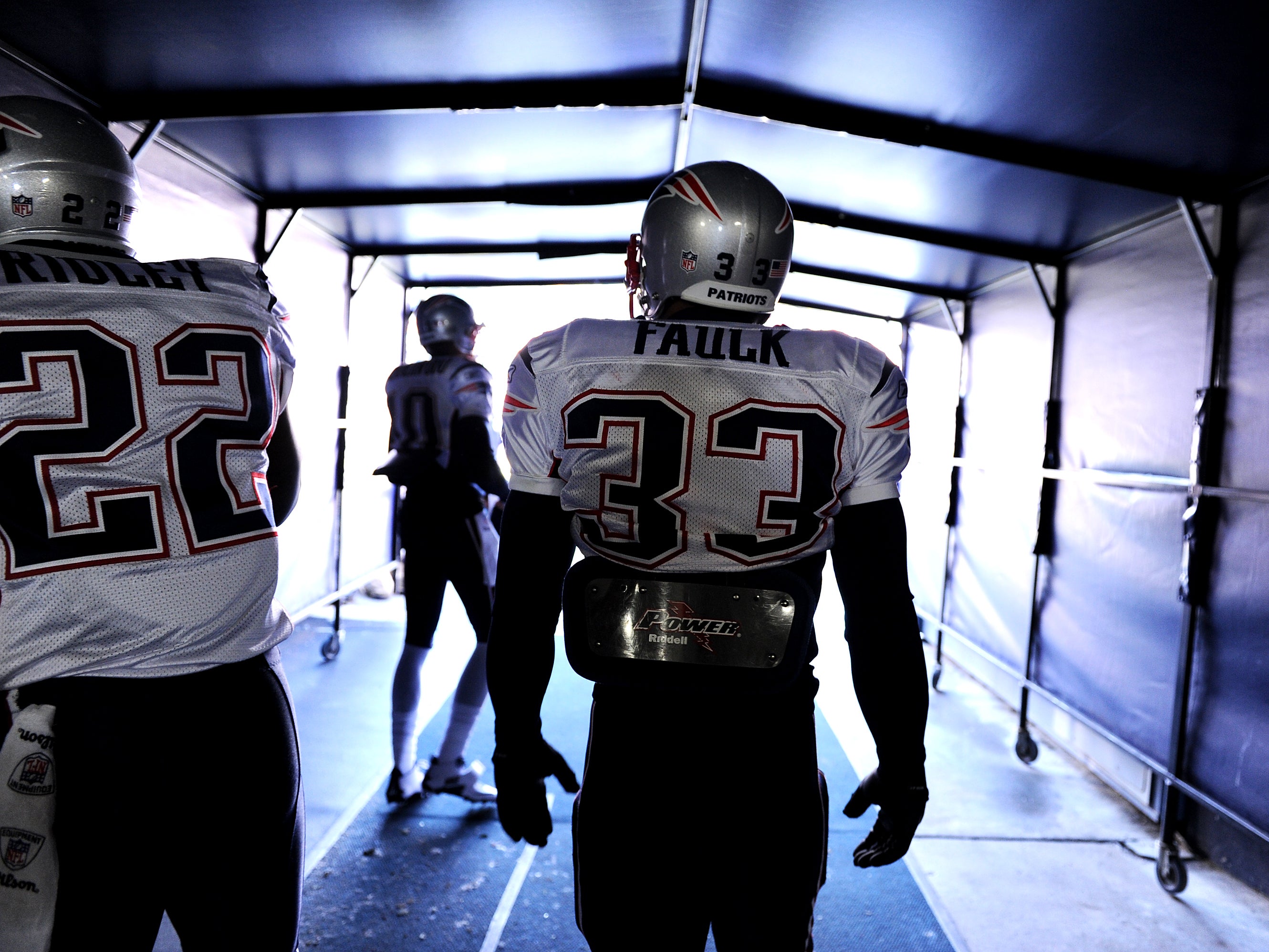 Kevin Faulk of the New England Patriots takes the field during warm ups before taking on the Denver Broncos on December 18, 2011 in Denver, Colorado