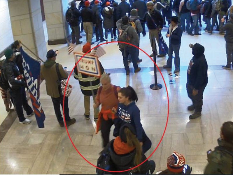 A screenshot allegedly showing Jean Lavin and her daughter Carla Krzywicki inside the US Capitol on 6 January