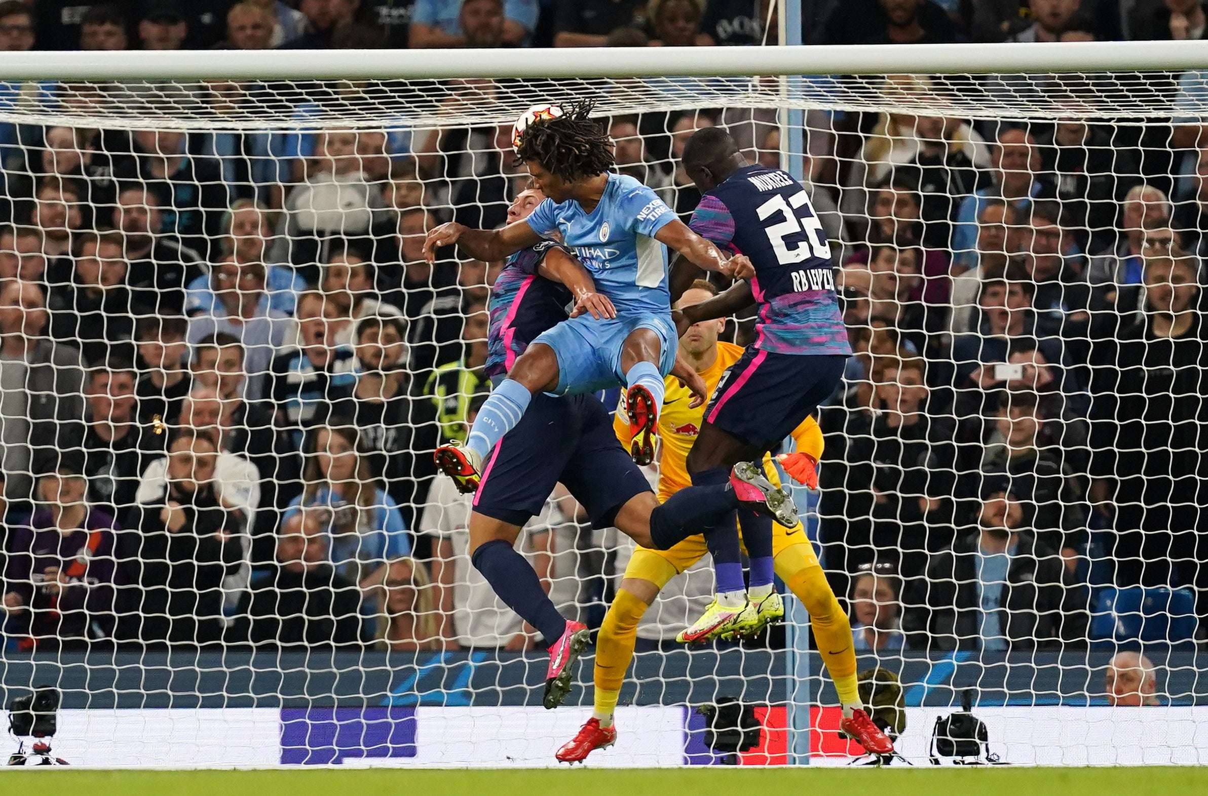 Ake’s header opened the scoring for City against Leipzig