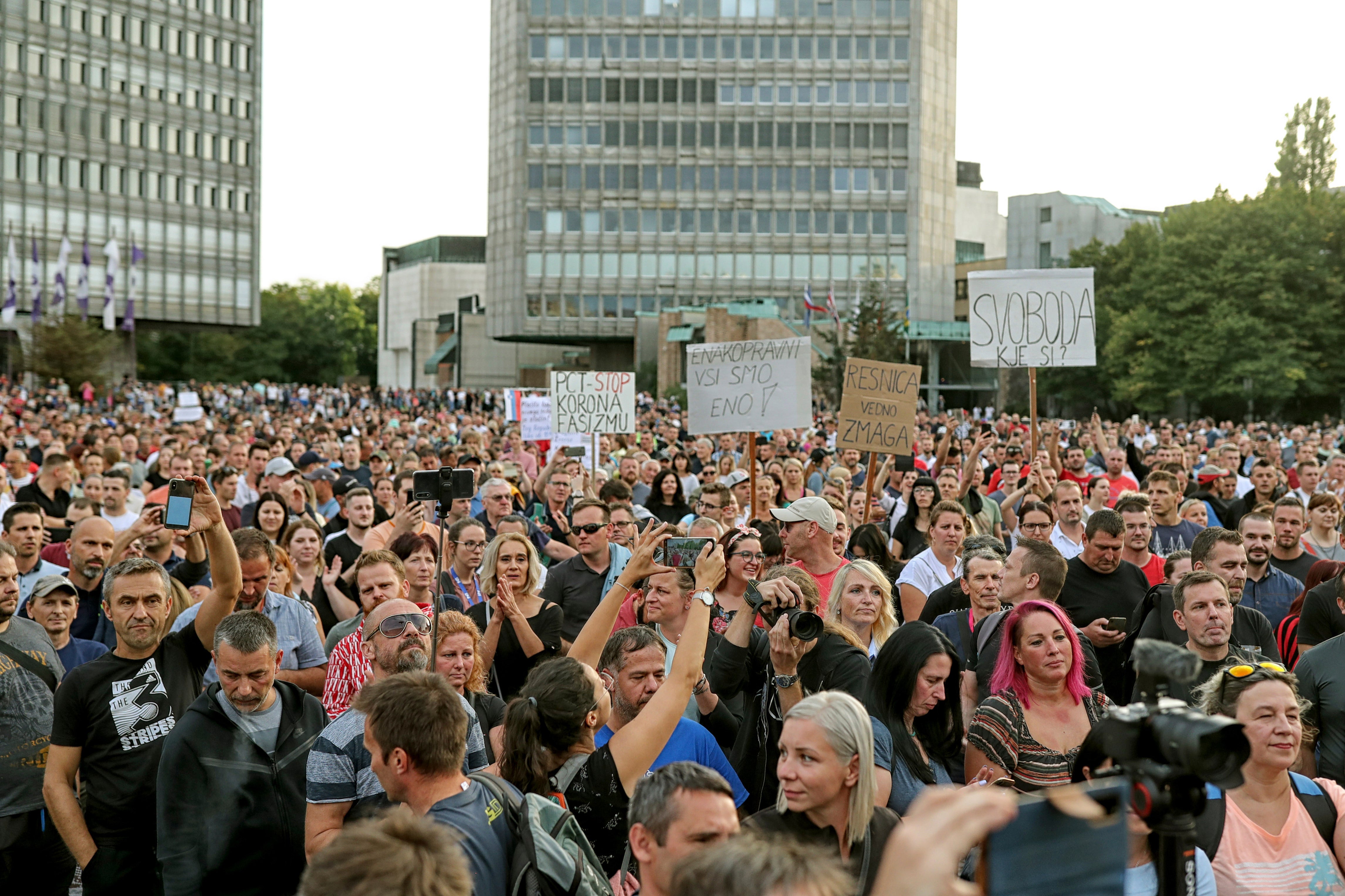 Slovenia Virus Outbreak Protest