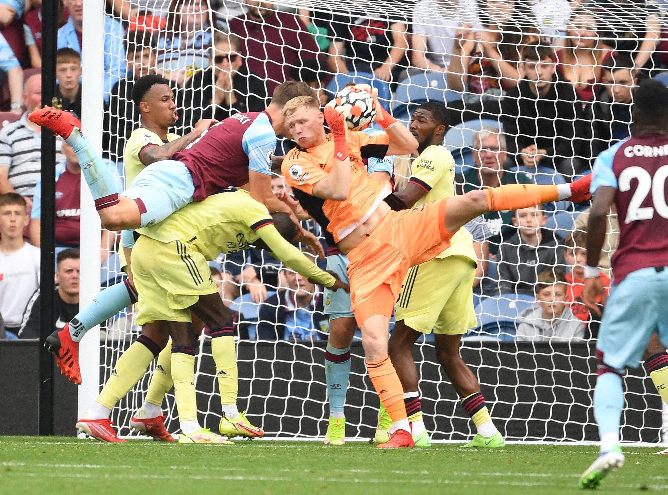 Aaron Ramsdale stood up to the challenge of Burnley’s crosses into the box