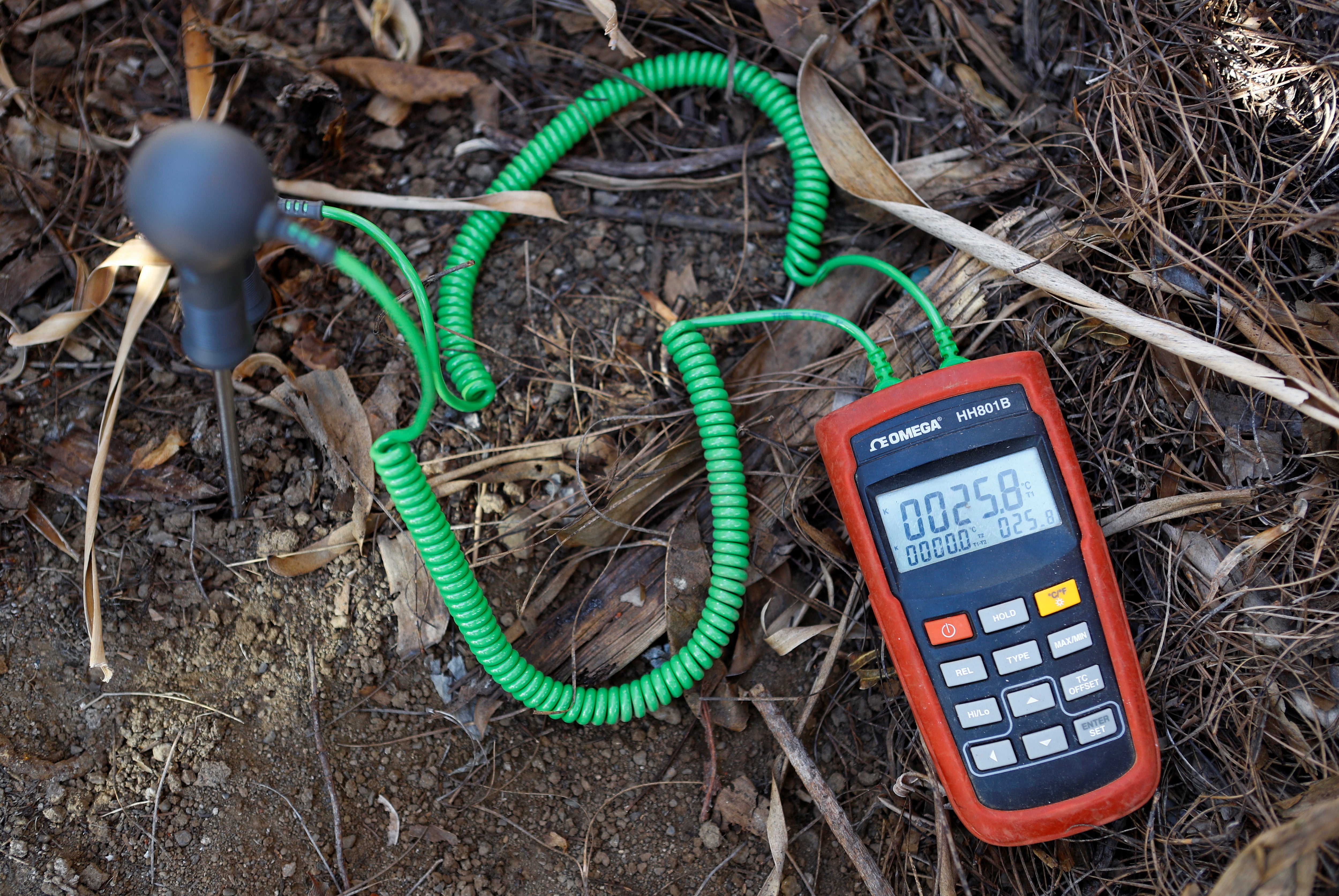 A gas meter is seen used by the Volcanological Institute of the Canary Islands in Tazacorte on La Palma