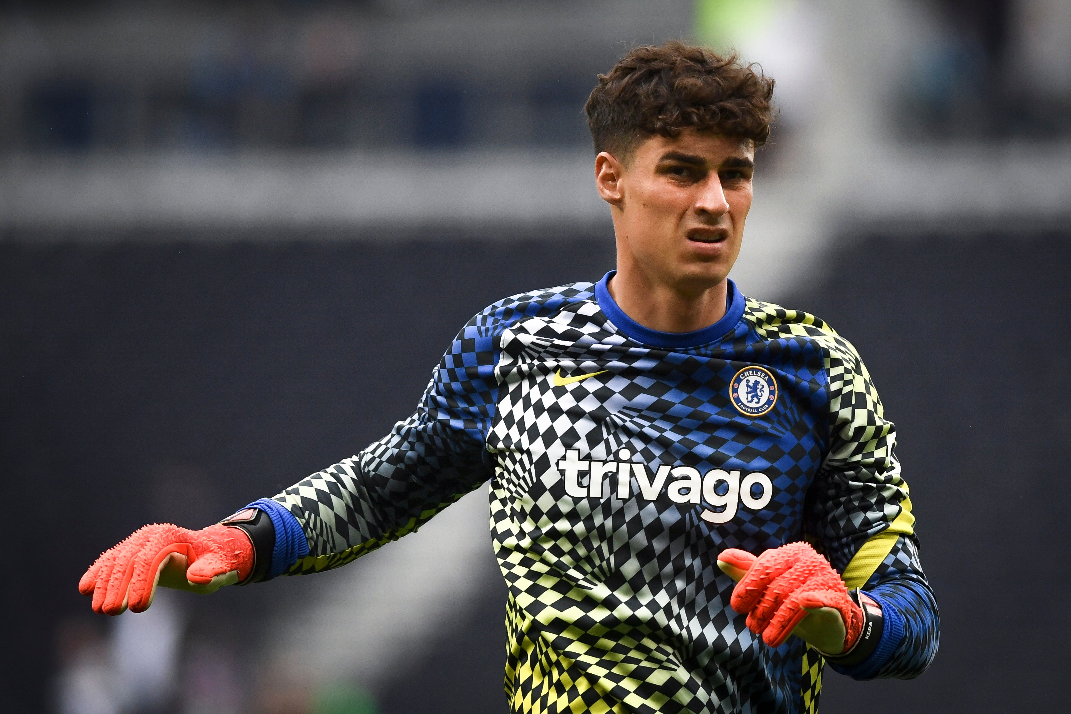 Kepa Arrizabalaga is in goal for Chelsea