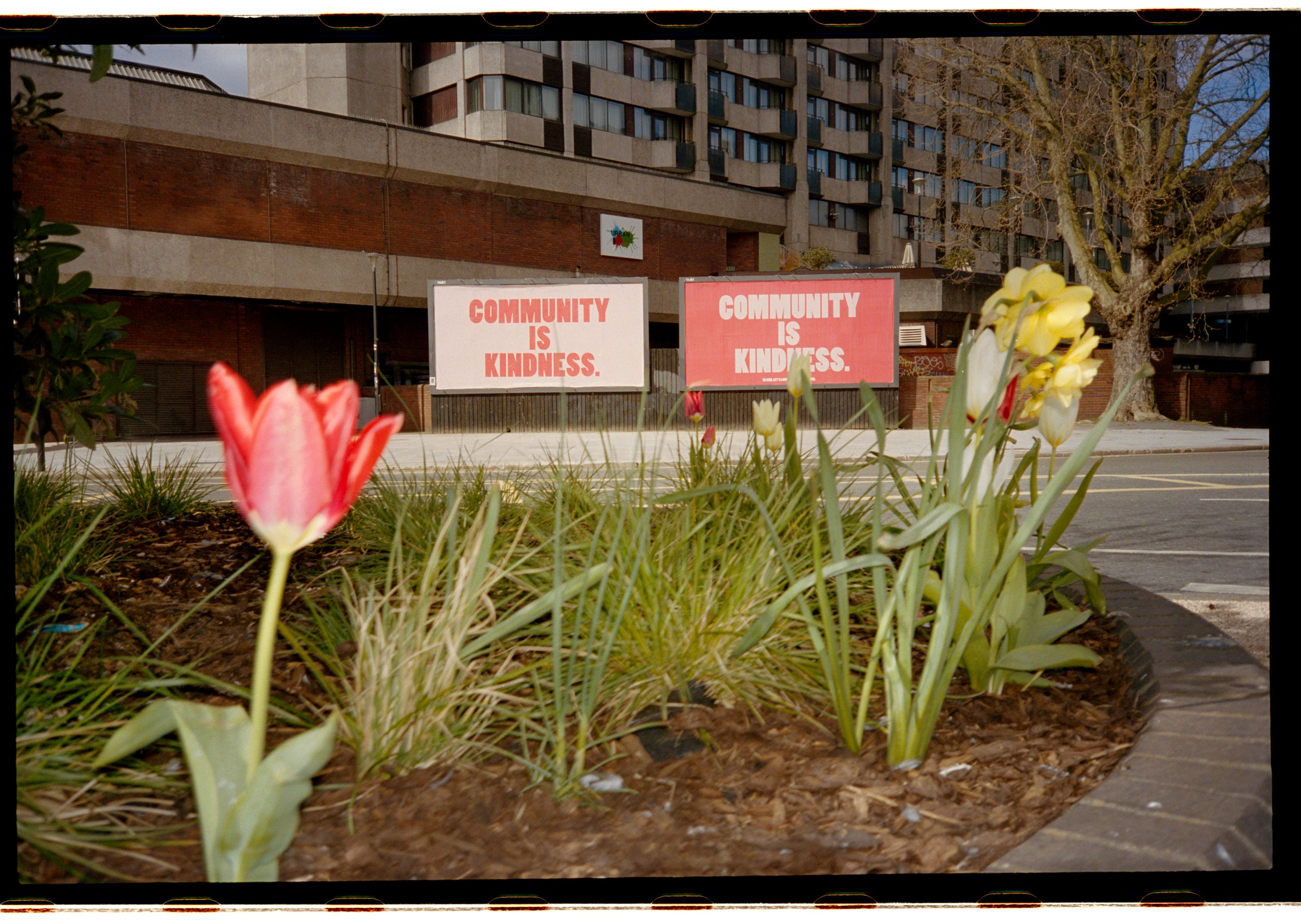 Repurposed advertising boards, a sign many will remember from the pandemic