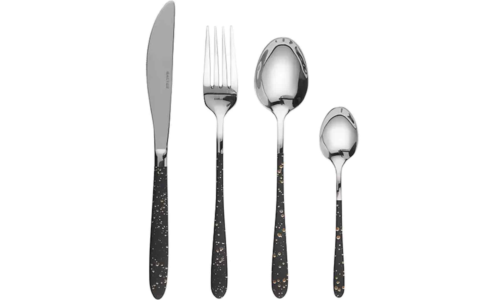 Salter 16 piece marble gold stainless steel cutlery set