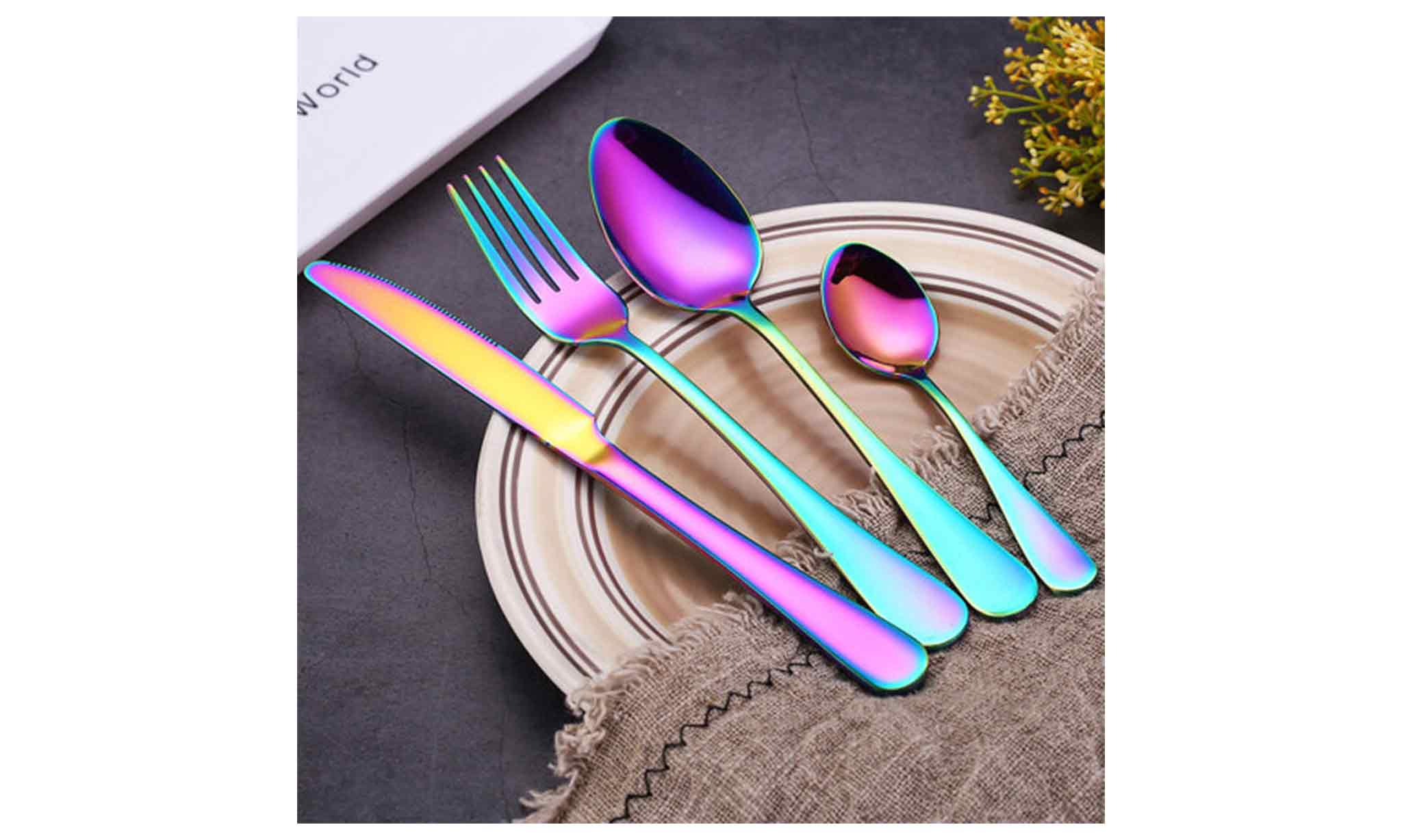 Colourful 16 pcs stainless steel cutlery set