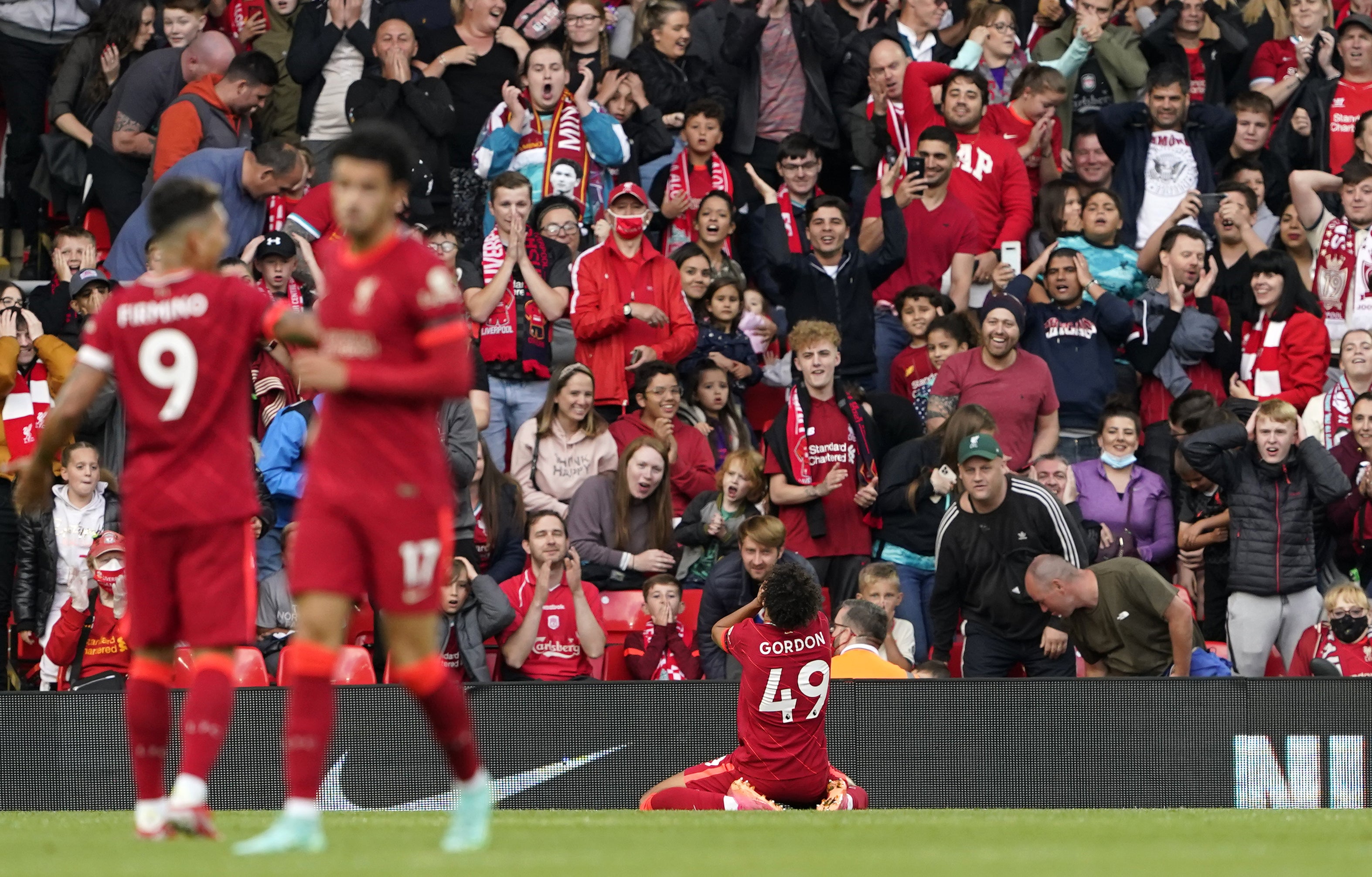 Kaide Gordon’s first appearance with senior Liverpool players came in a pre-season friendly against Osasuna in August (Peter Byrne/PA)