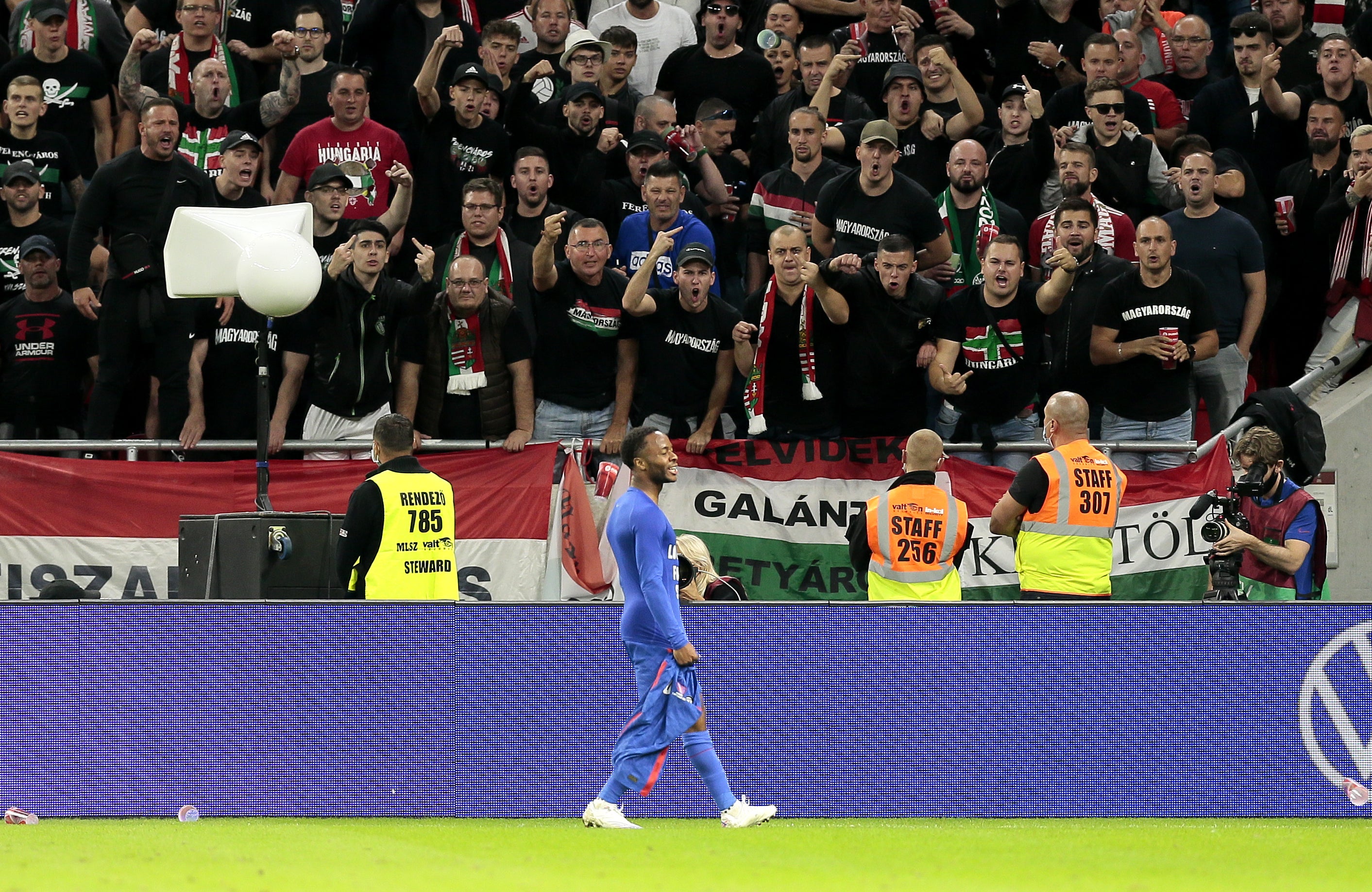 Hungary have been sanctioned over abuse directed at Raheem Sterling, pictured, and England team-mate Jude Bellingham (Attila Trenka/PA)