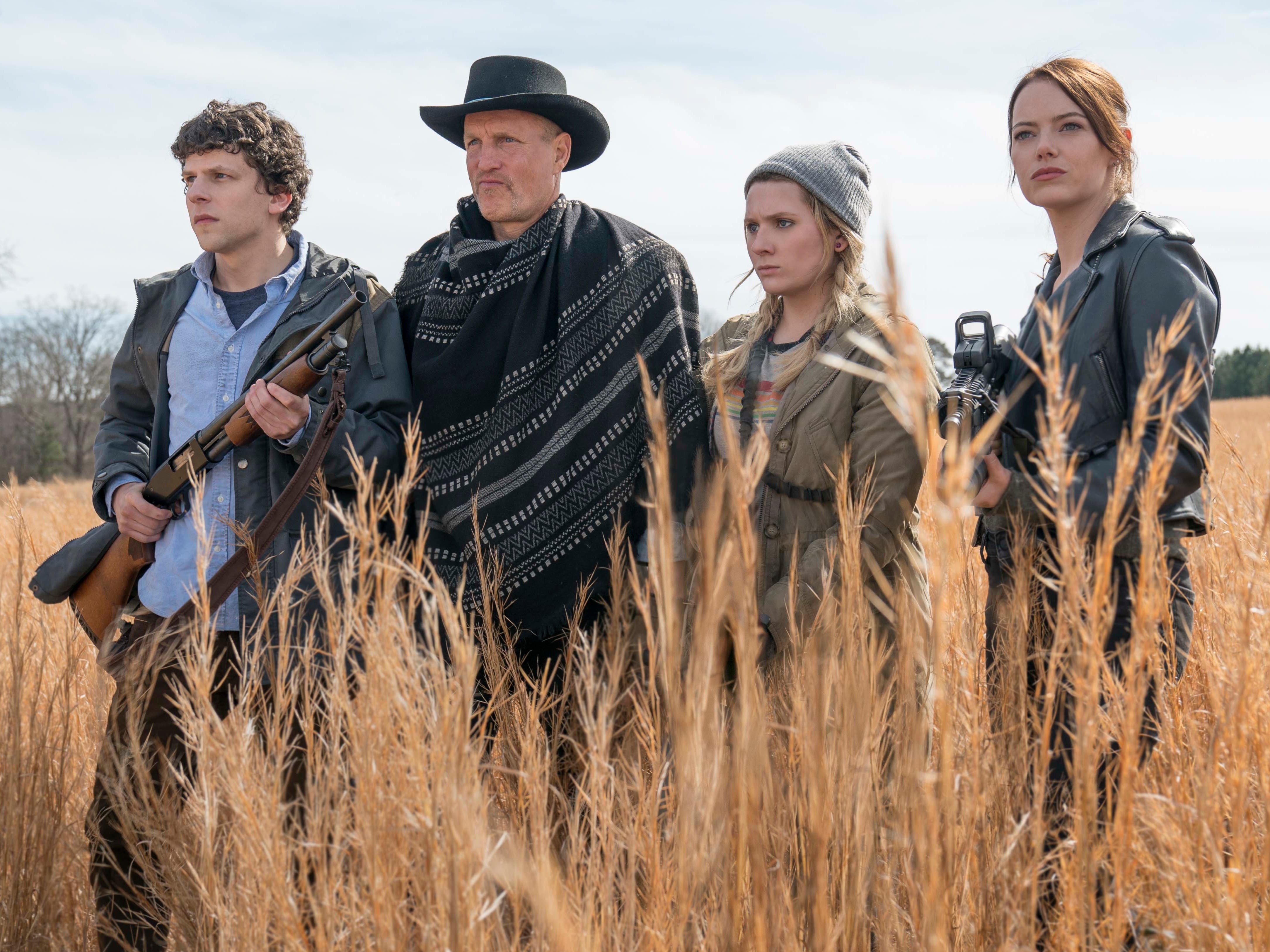 Jesse Eisenberg, Woody Harrelson, Abigail Breslin and Emma Stone in ‘Zombieland: Double Tap’