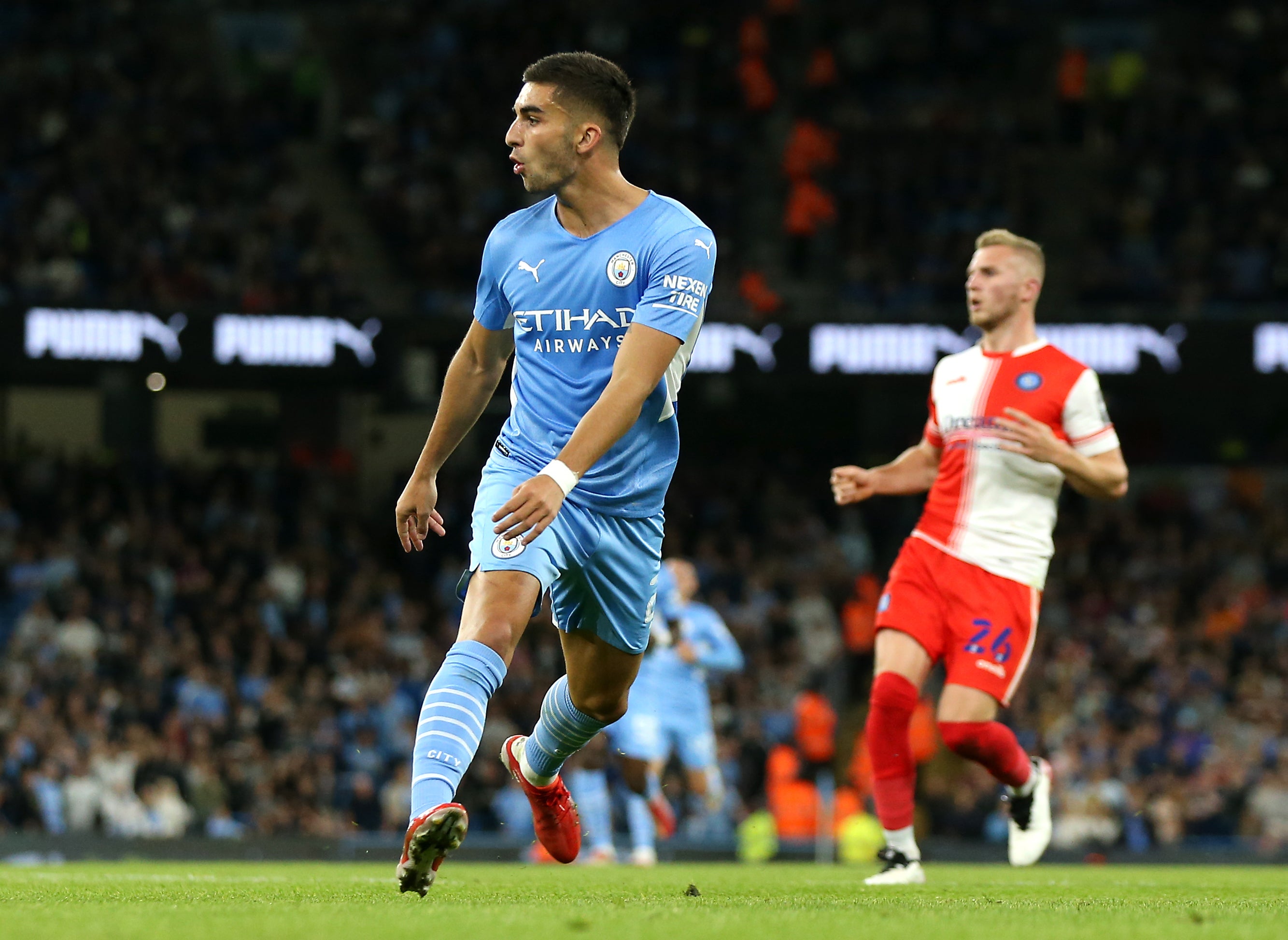 Manchester City’s Ferran Torres was on target (Barrington Coombs/PA)