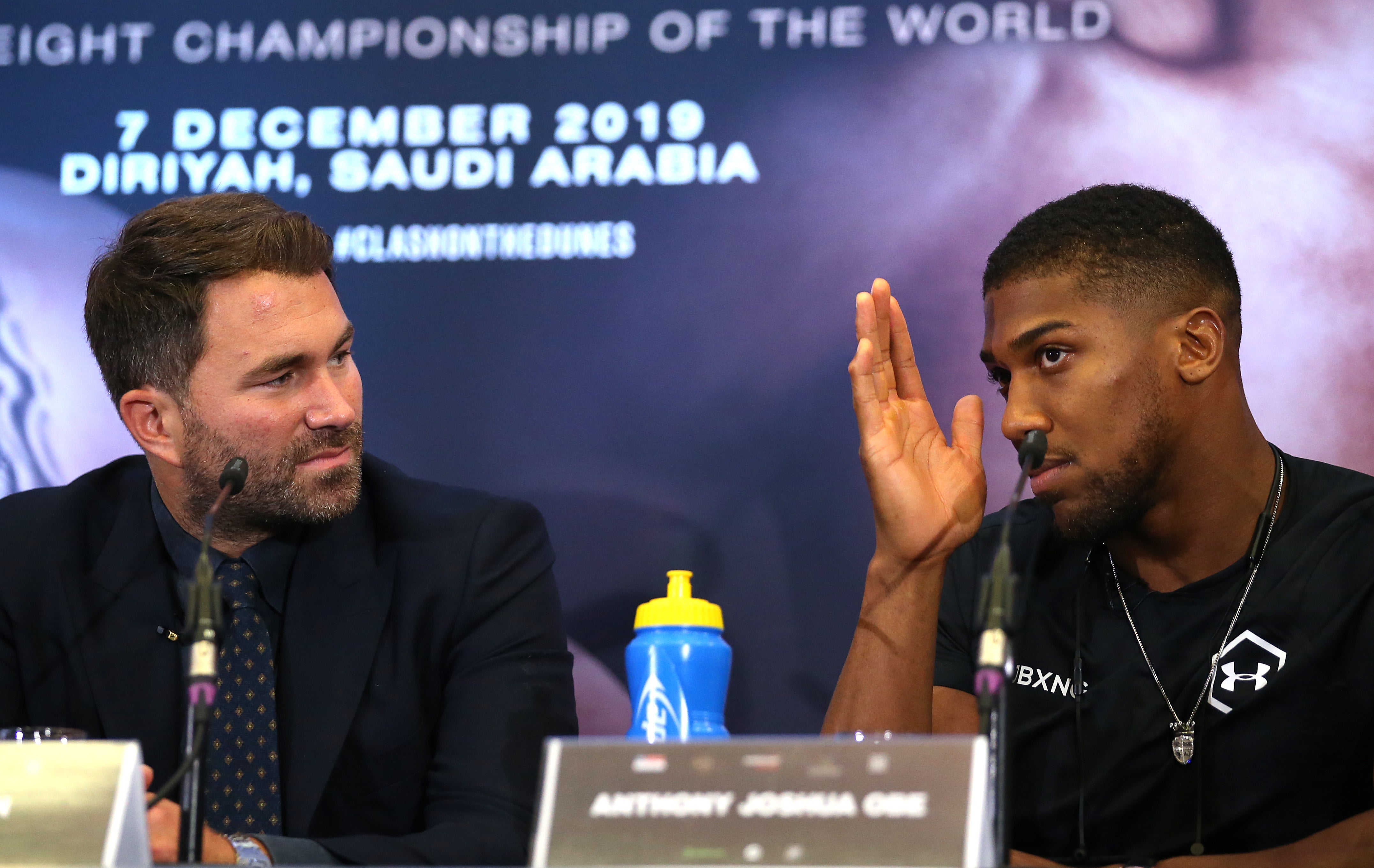 Anthony Joshua, right, has been promoted by Eddie Hearn, left, since turning professional in 2013 (Steven Paston/PA)