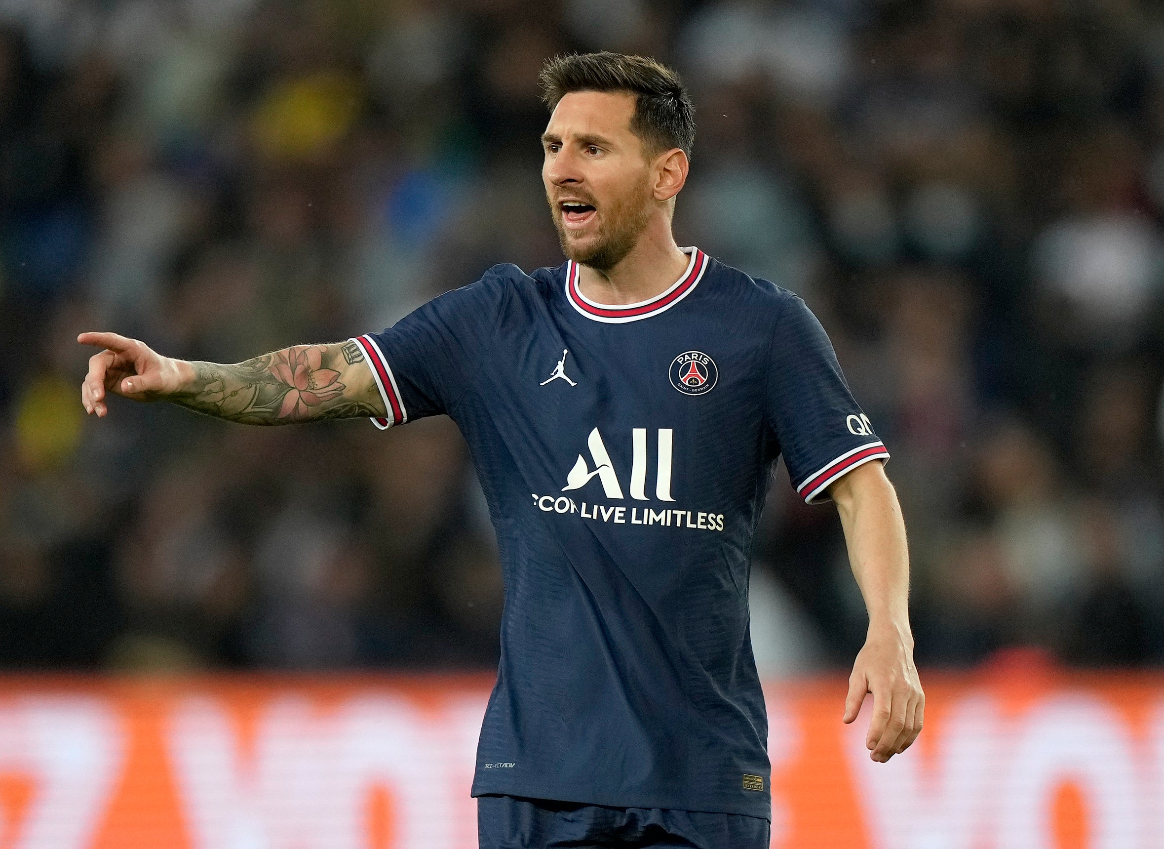 PSG’s Lionel Messi has been left out of the squad for the Ligue 1 trip to Metz (Francois Mori/AP/PA)