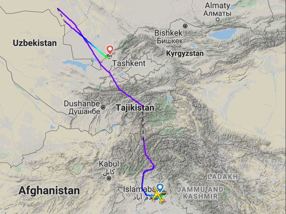 Asian diversion: Flight path of British Airways BA260