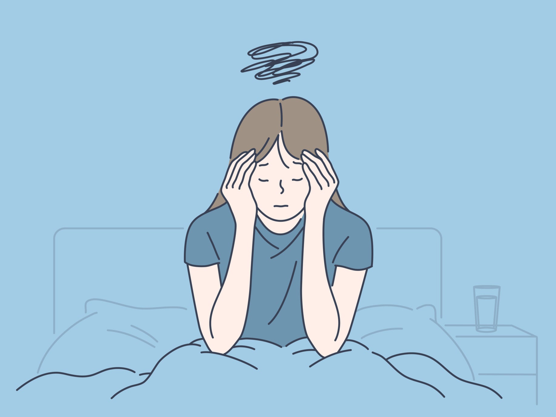 An illustration of a woman with chronic fatigue syndrome