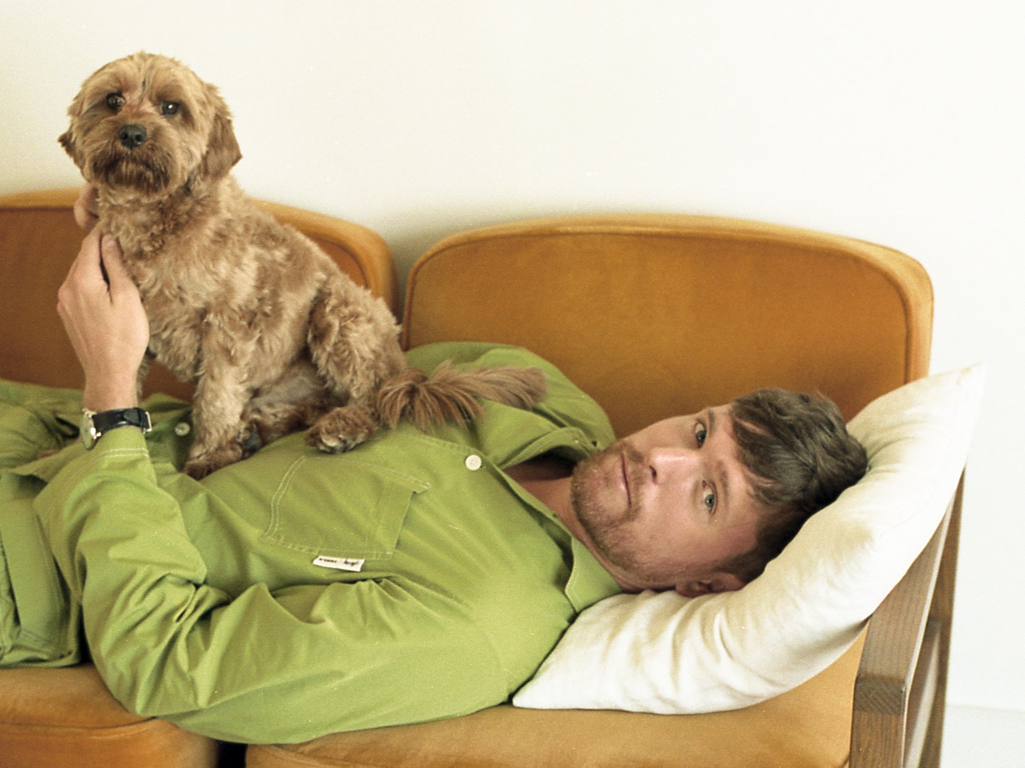 Blake pictured with his beloved poodle mix, Barold