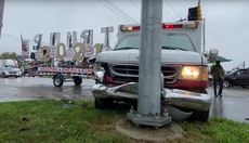 Ambulance towing giant ‘Trump Unity’ sign crashes into telephone pole in Michigan