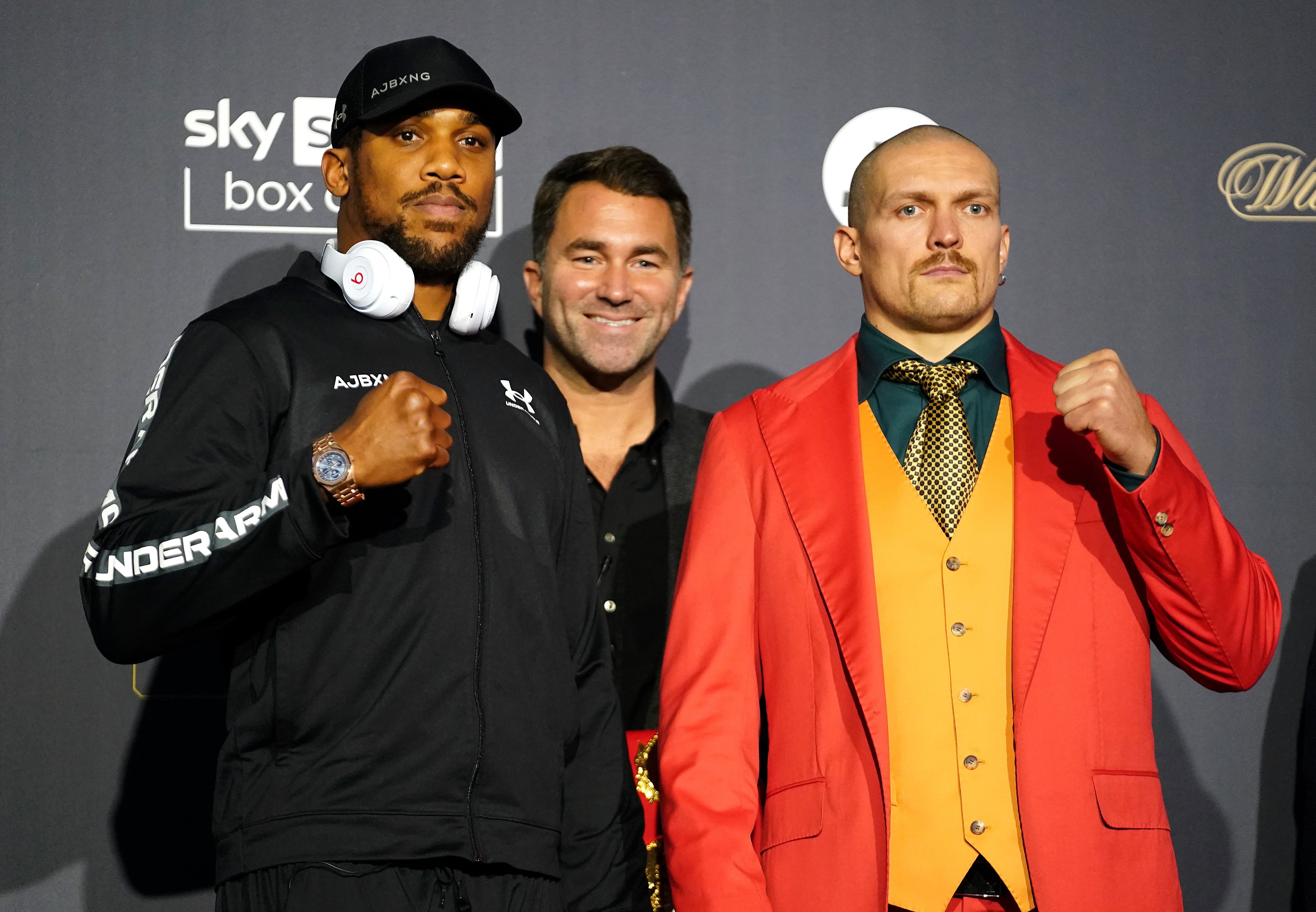 Anthony Joshua, left, and Oleksandr Usyk addressed the media on Thursday (Zac Goodwin/PA)