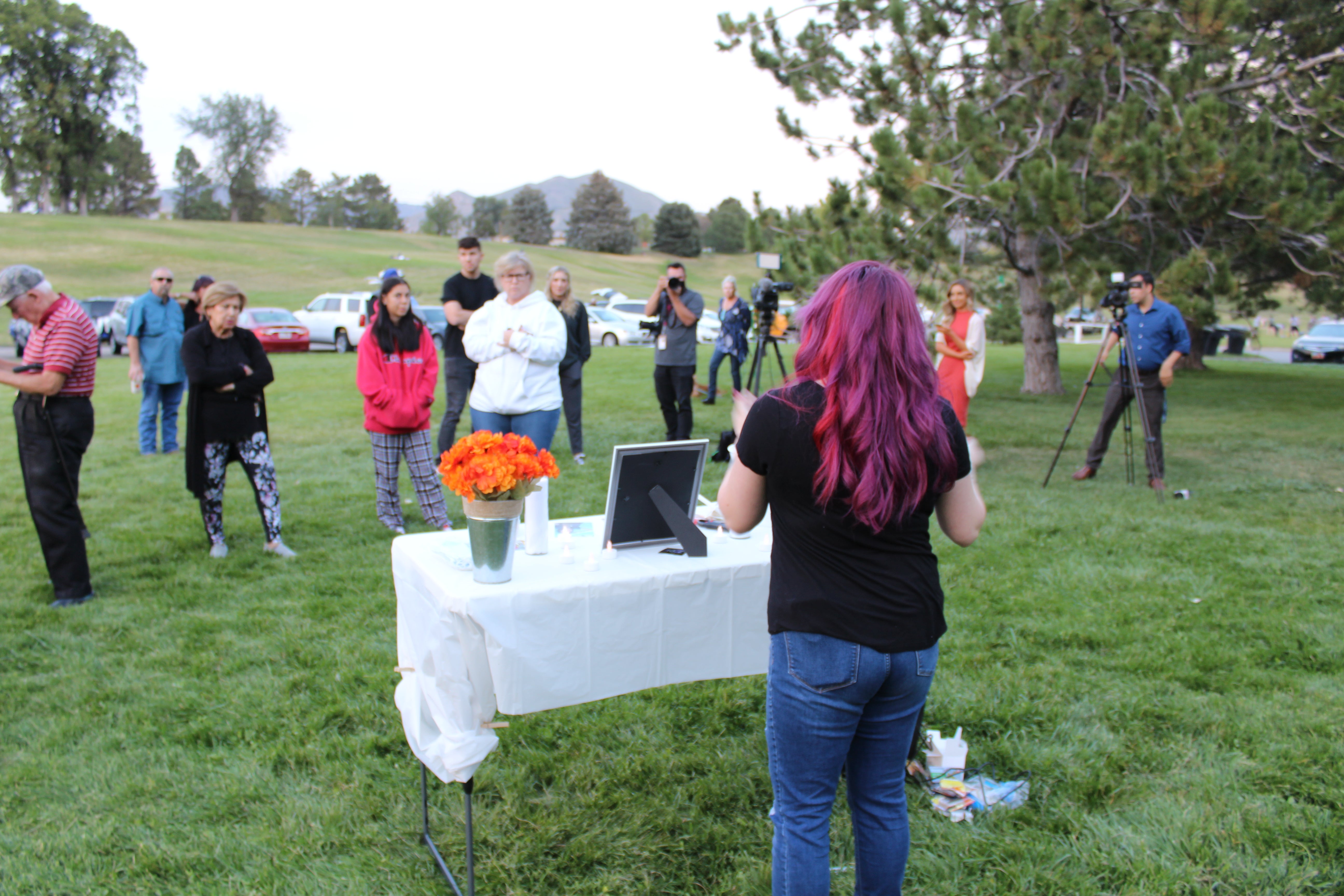 “She was young, she was beautiful, she was a victim,” Serena Chavez tells the crowd during a 22 September vigil in honor of Gabby Petito