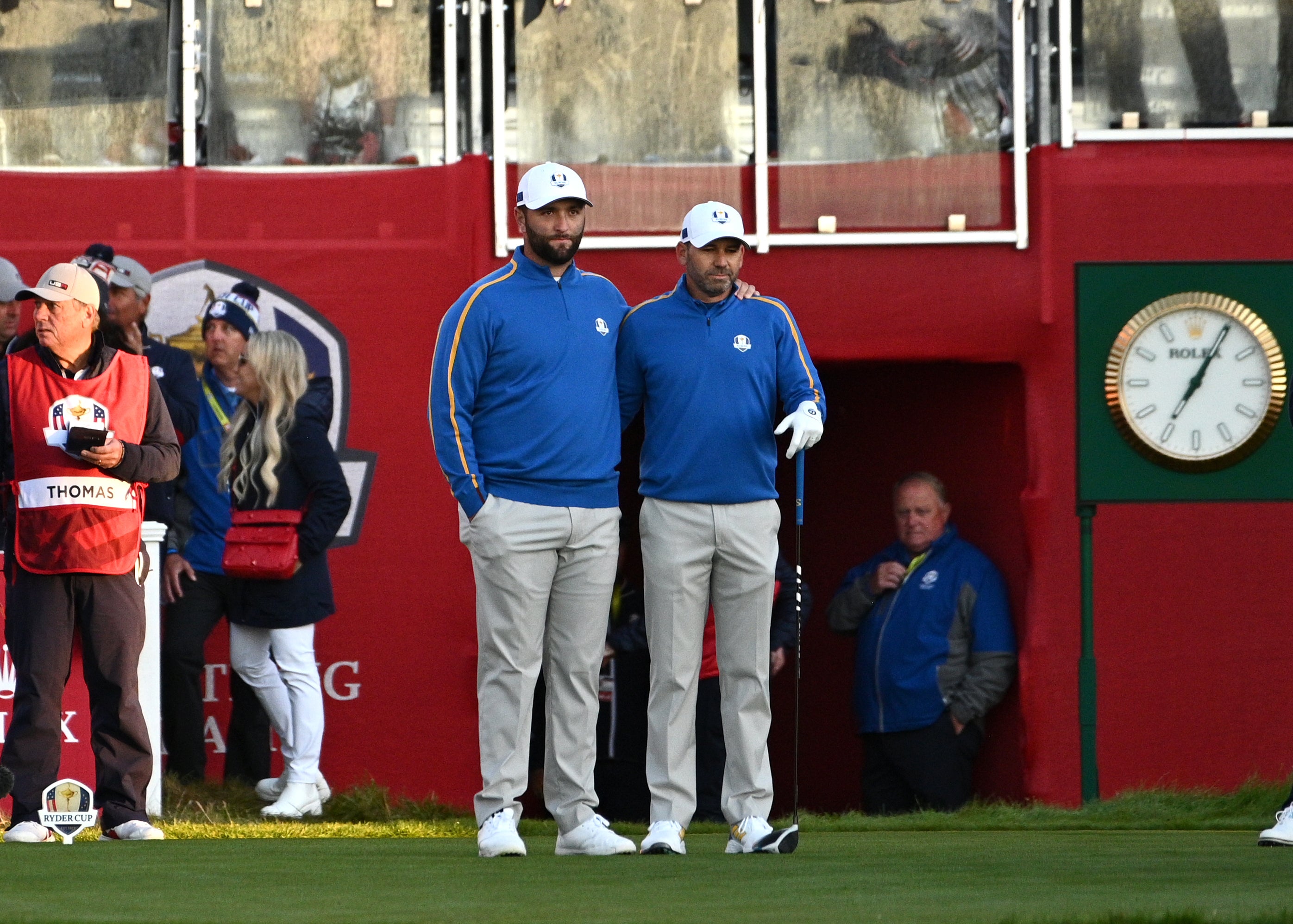 Europe’s Jon Rahm (left) and Sergio Garcia (Anthony Behar/PA)