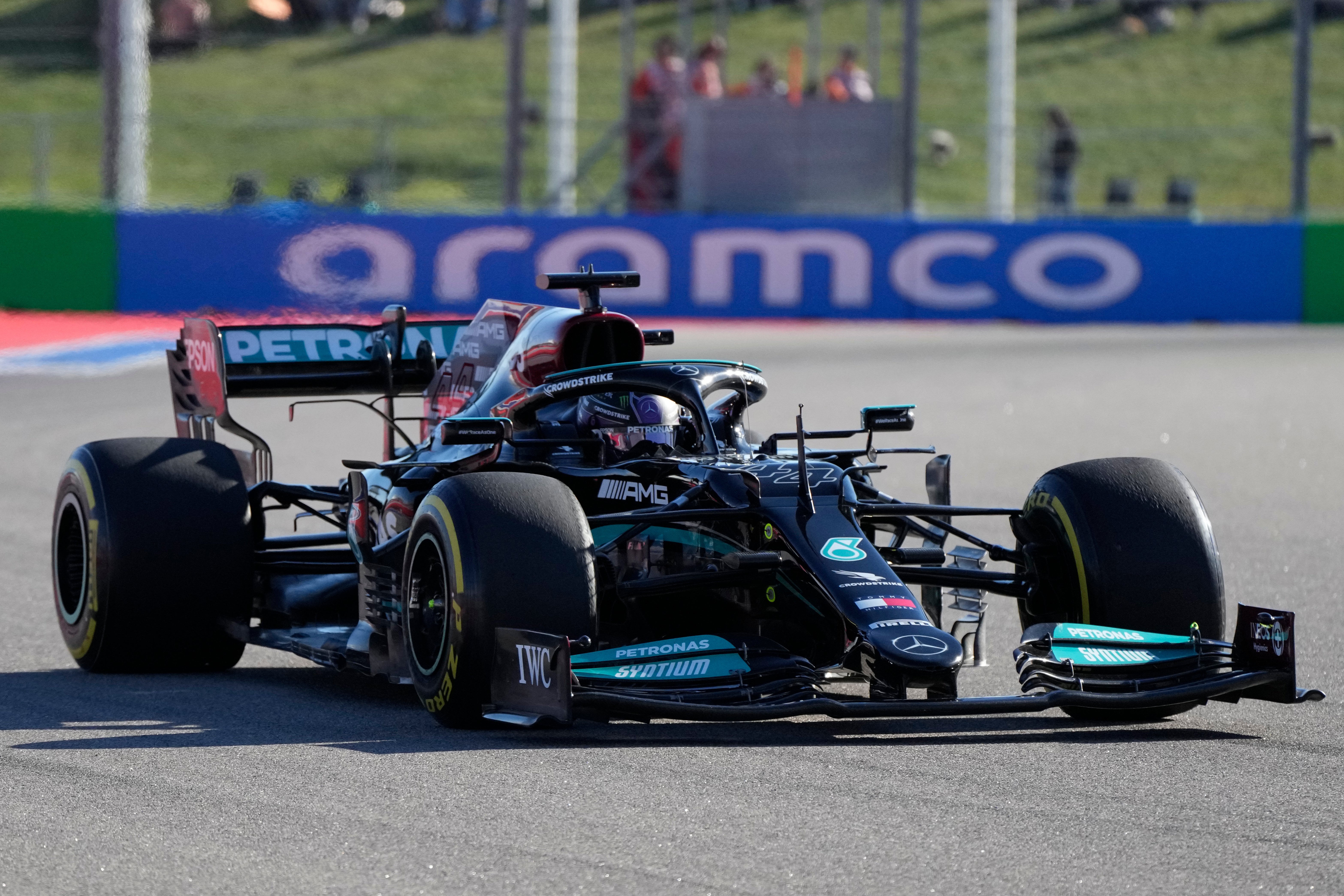 Lewis Hamilton in action during second practice (Sergei Grits/AP)