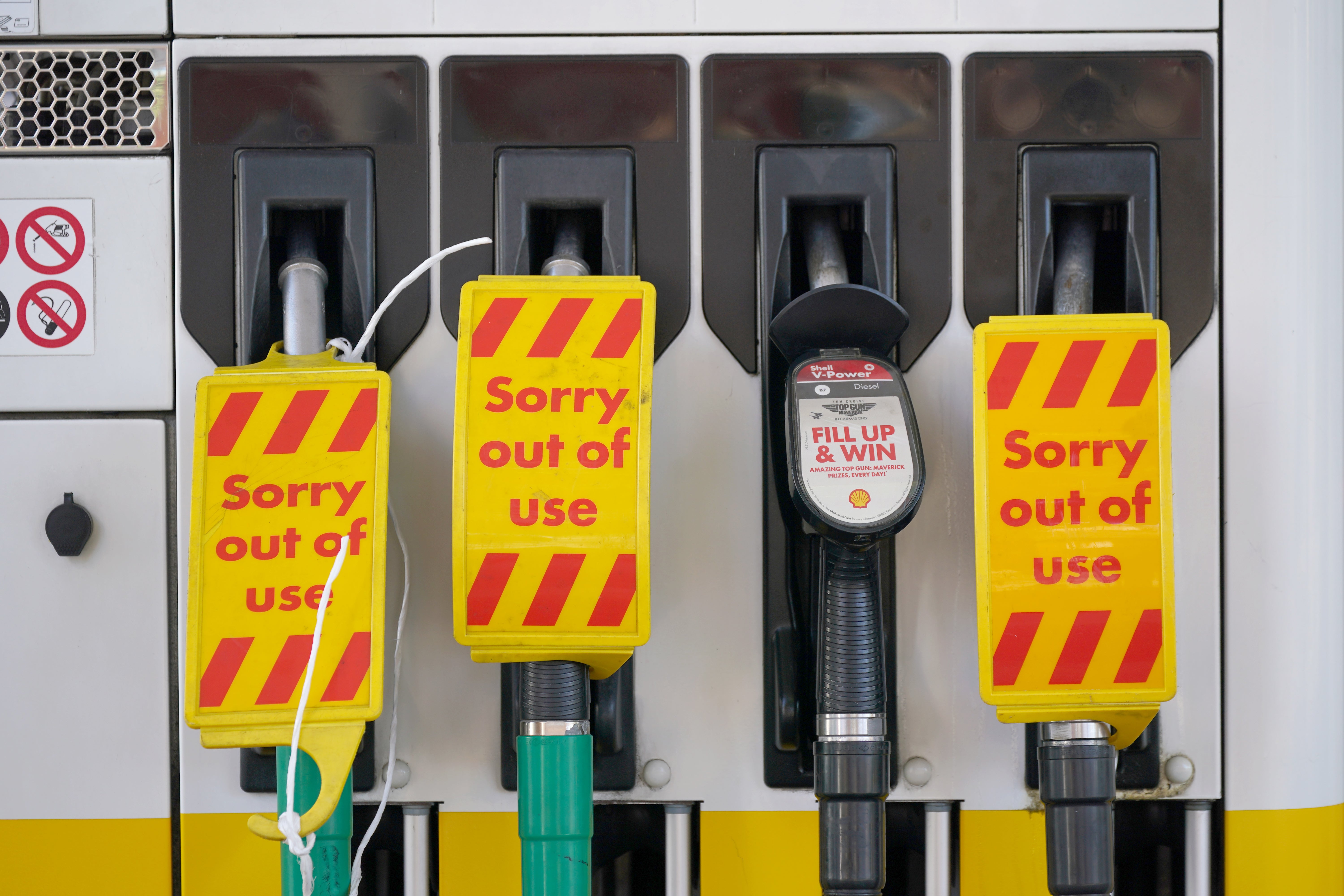 The driver shortage has forced the closure of petrol pumps across the UK as retail bosses have warned that the driver crisis could also disrupt Christmas (Yui Mok/PA)