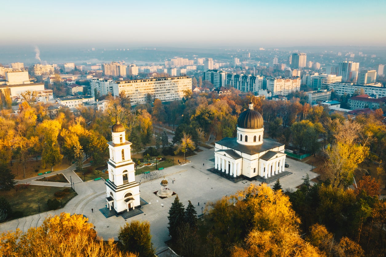 Chisinau’s Cathedral Square at sunset