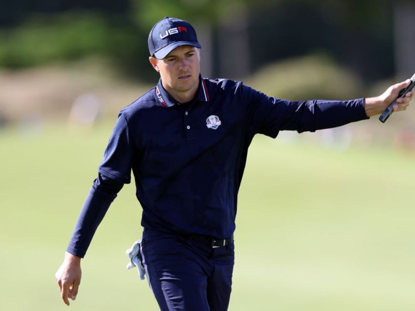 Jordan Spieth celebrates during the 43rd Ryder Cup at Whistling Straits