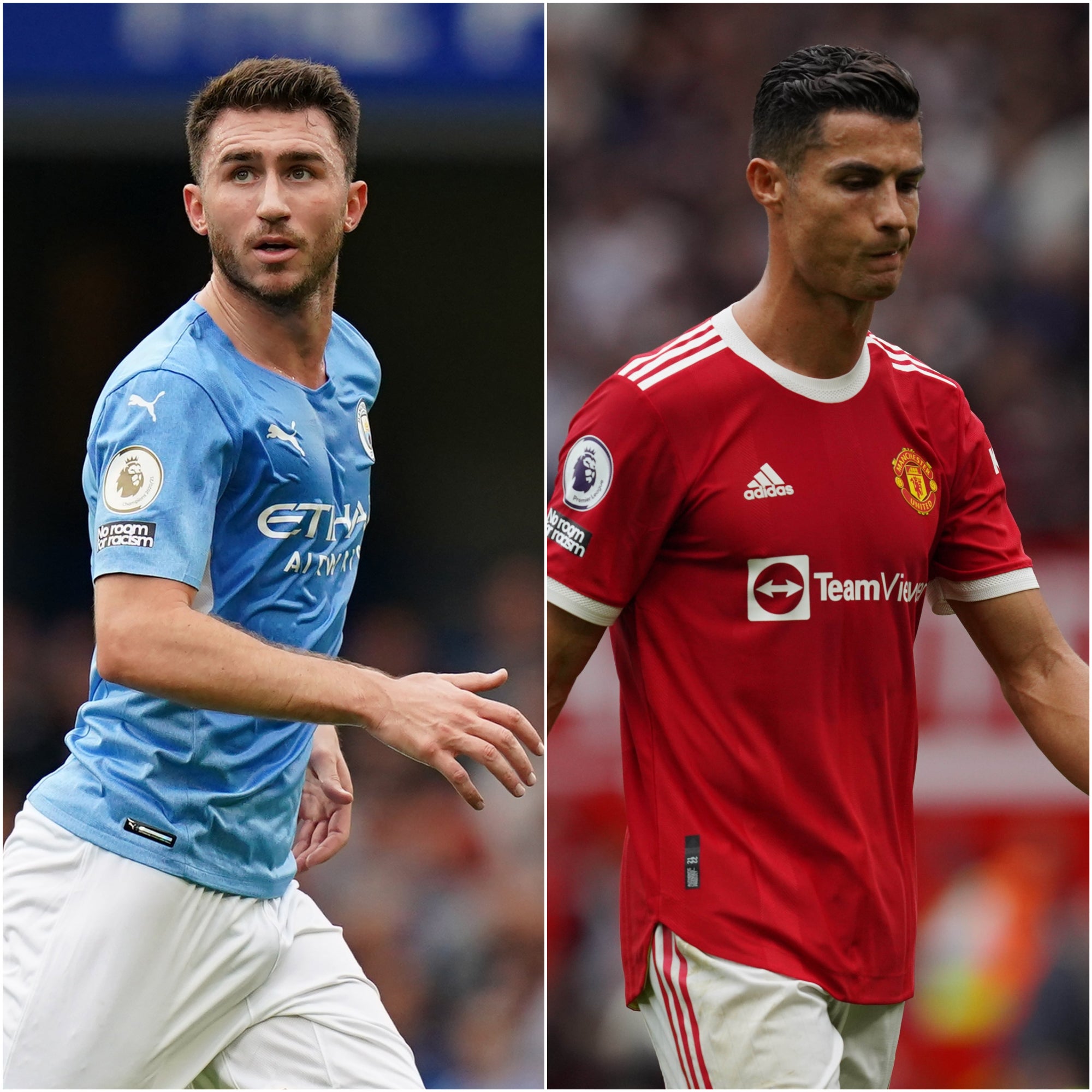 Aymeric Laporte and Cristiano Ronaldo (PA)