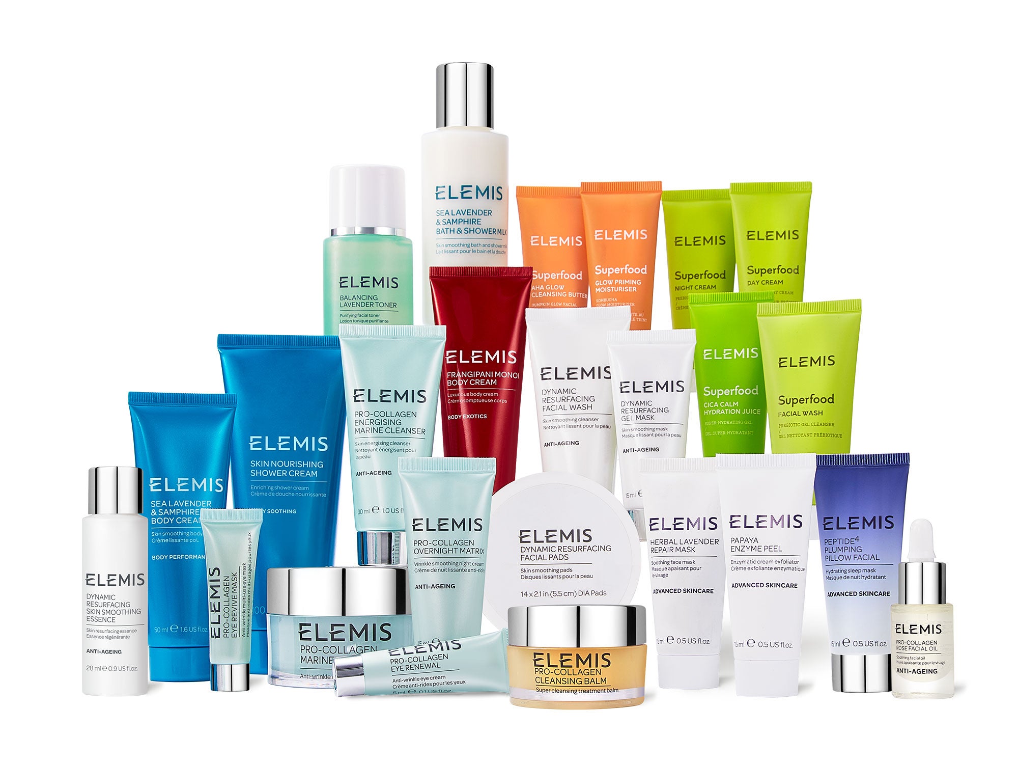 The contents inside ELEMIS’ No.25 Beauty Advent Calendar