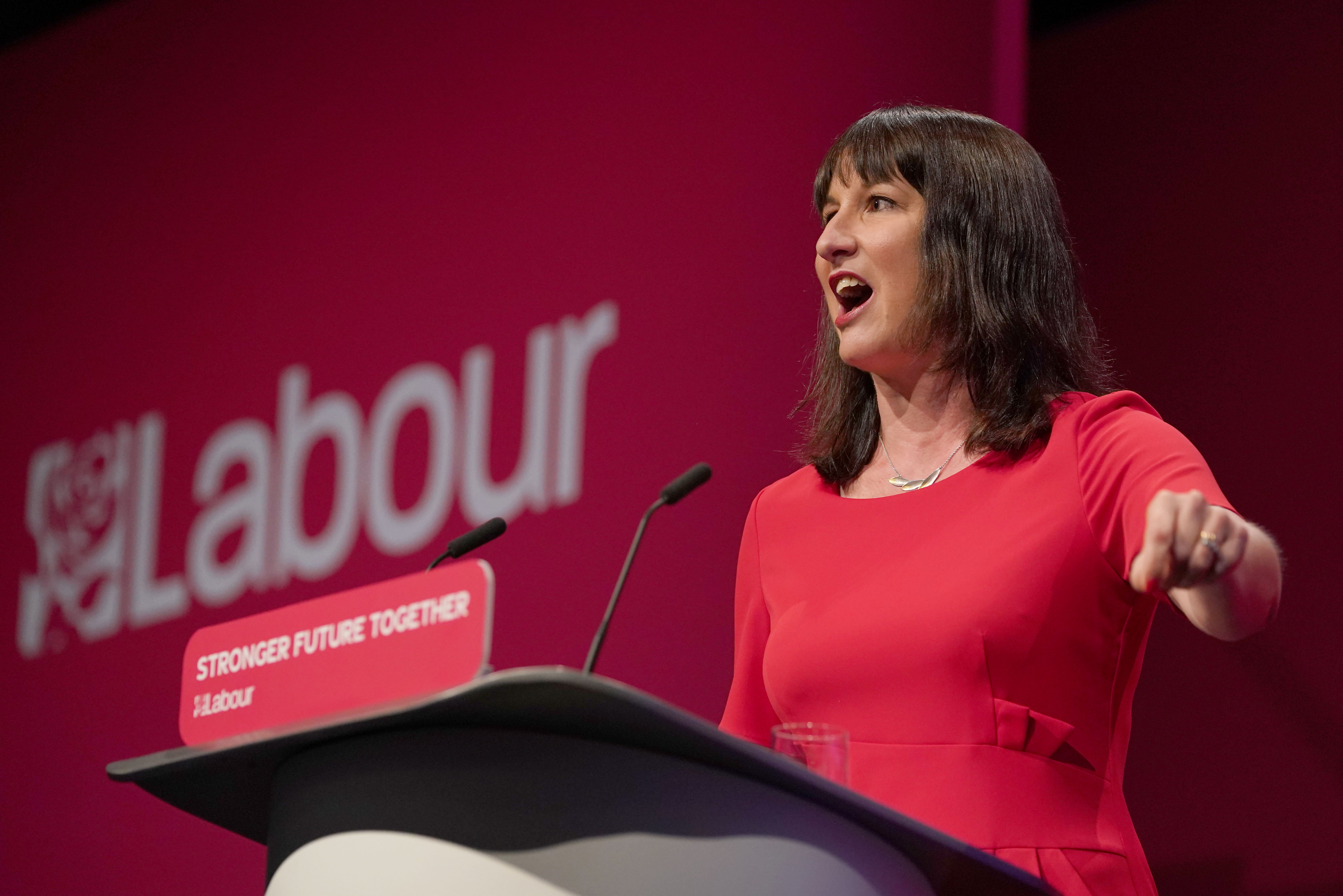 Shadow chancellor Rachel Reeves giving her keynote speech (Gareth Fuller/PA)