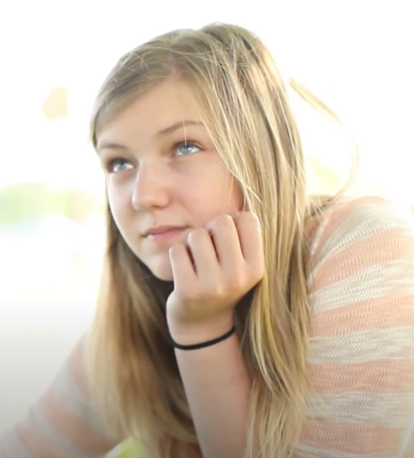 Gabby Petito, aged 14, in a music video for a tribute song to the victims of the Sandy Hook shooting