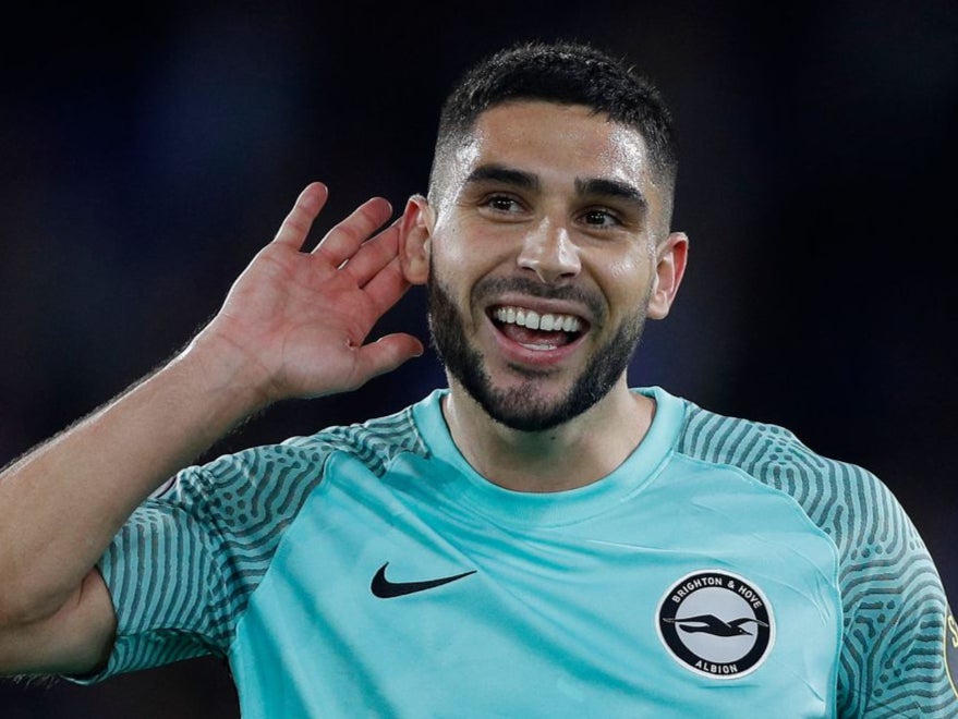 Neal Maupay celebrates scoring Brighton’s equaliser