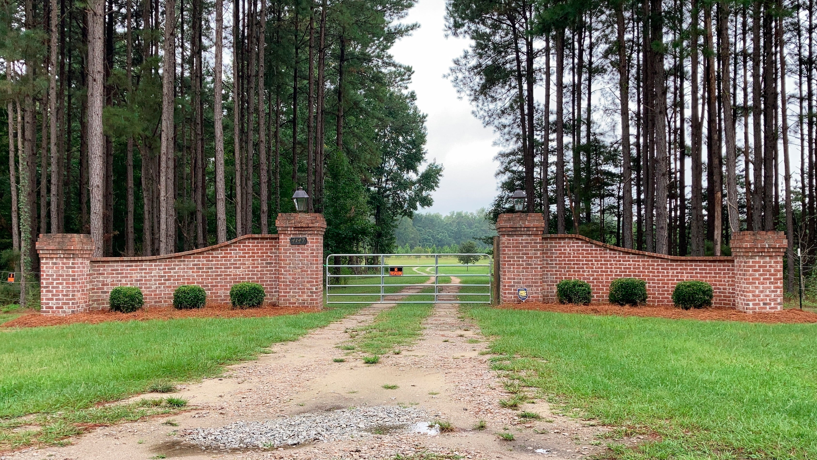 The entrance to the Murdaugh family hunting lodge where Maggie and Paul were shot dead in June